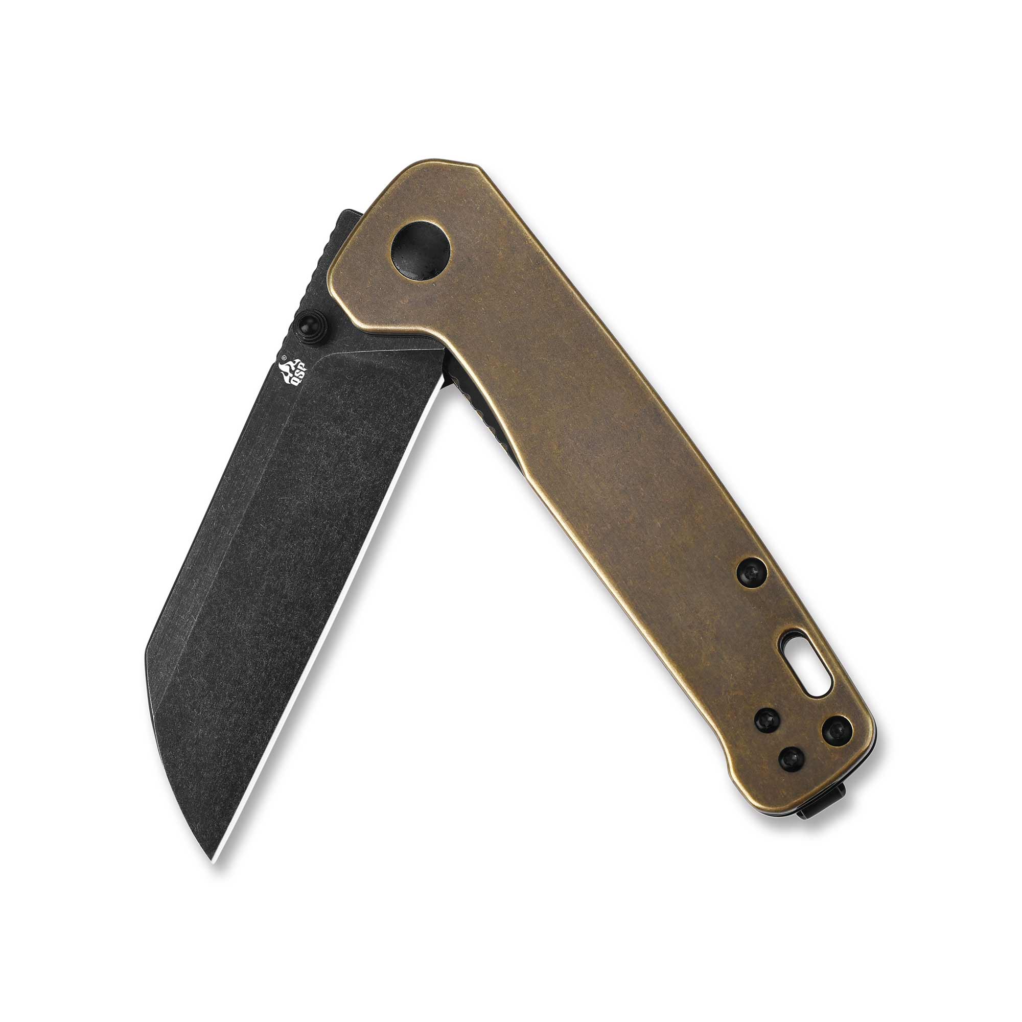 QSP Penguin Liner Lock Pocket Knife - D2 Steel Blade with Brass Handle for EDC, Camping & Outdoor Adventures