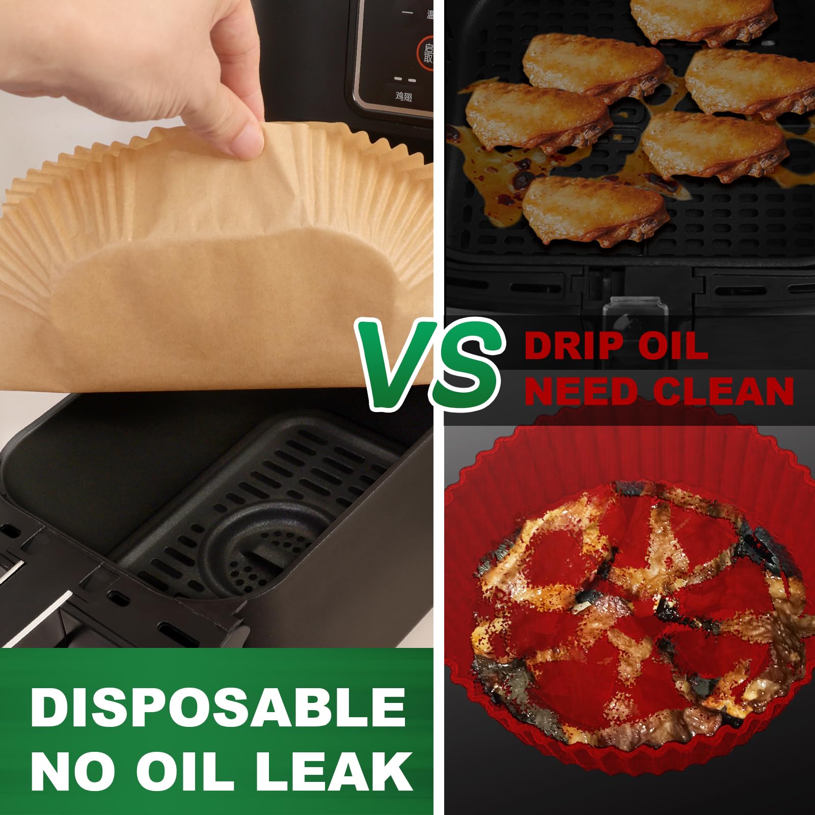 150 PCS Unbleached Parchment Paper Air Fryer Liners - Compatible with Ninja DZ071 Foodi 7-QT & Instant 9 QT DualZone FlexBasket Air Fryers | Disposable, Non-Stick, Eco-Friendly | Perfect for Cooking, Baking, and Meal Prep