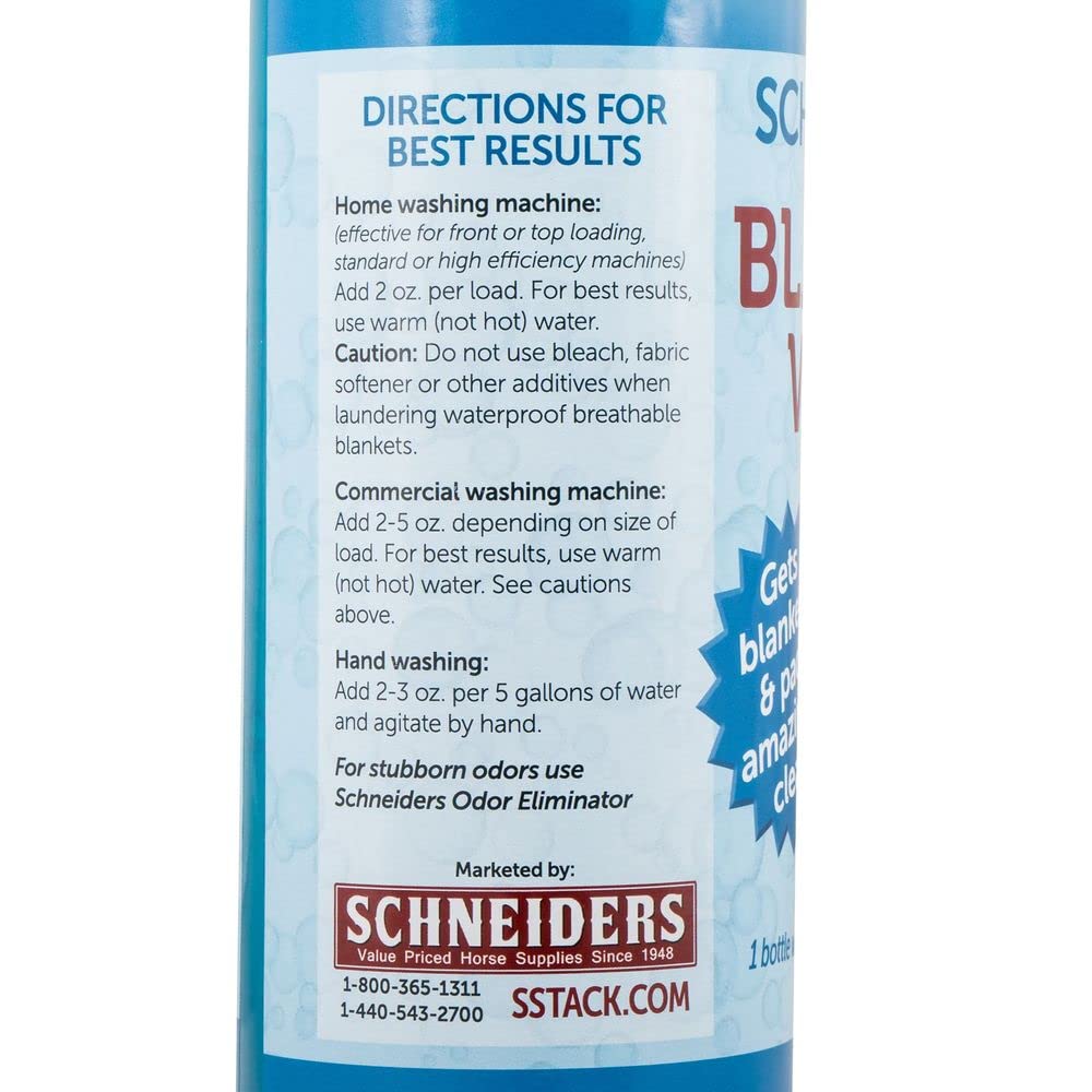 Schneiders Horse Blanket Wash & Waterproofing Solution | 32 oz Eco-Friendly Equine Detergent | Revives, Protects & Extends Blanket Life | Ideal for Winter Care, Stable Use & Outdoor Riding Gear Maintenance
