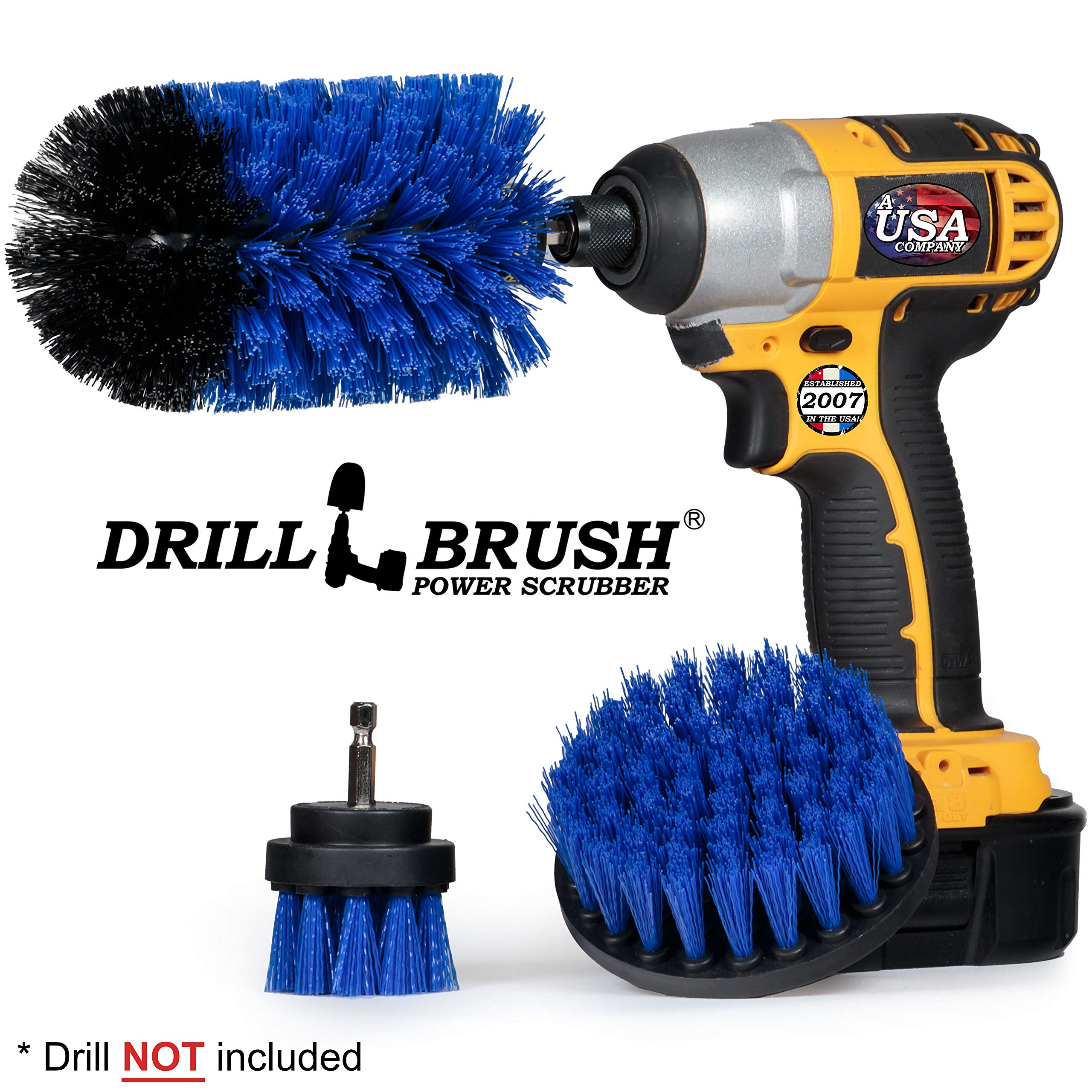 Blue Boat Brush Set - Medium Stiffness Pool & Car Cleaning Tools for Boats, Pools, Aquariums