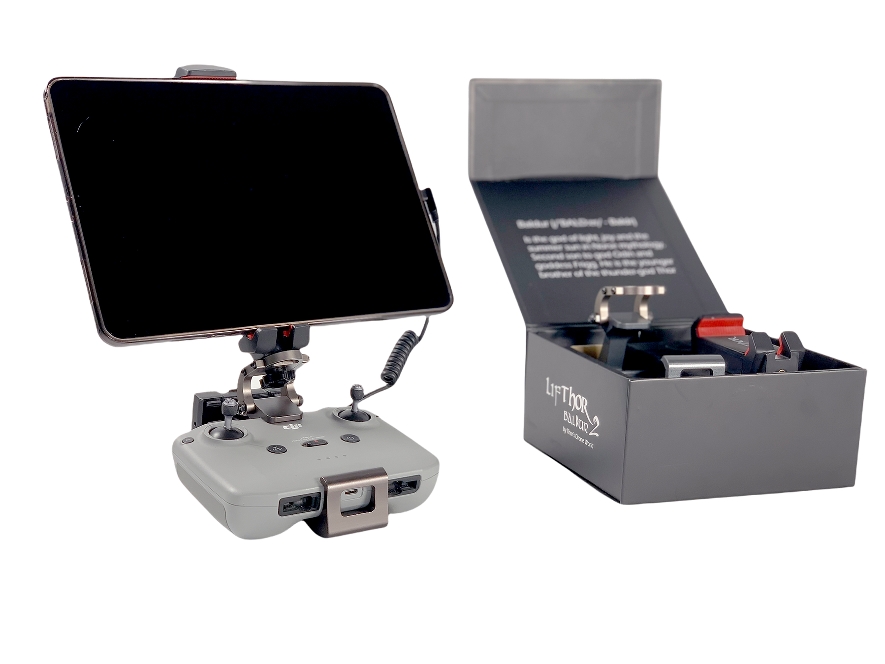 LifThor Baldur 2 Tablet Mount Combo for DJI RC N1/RC N2 - Universal Drone Controller Holder for DJI Mavic, Mini, Air Series - Perfect for Aerial Photography & Videography