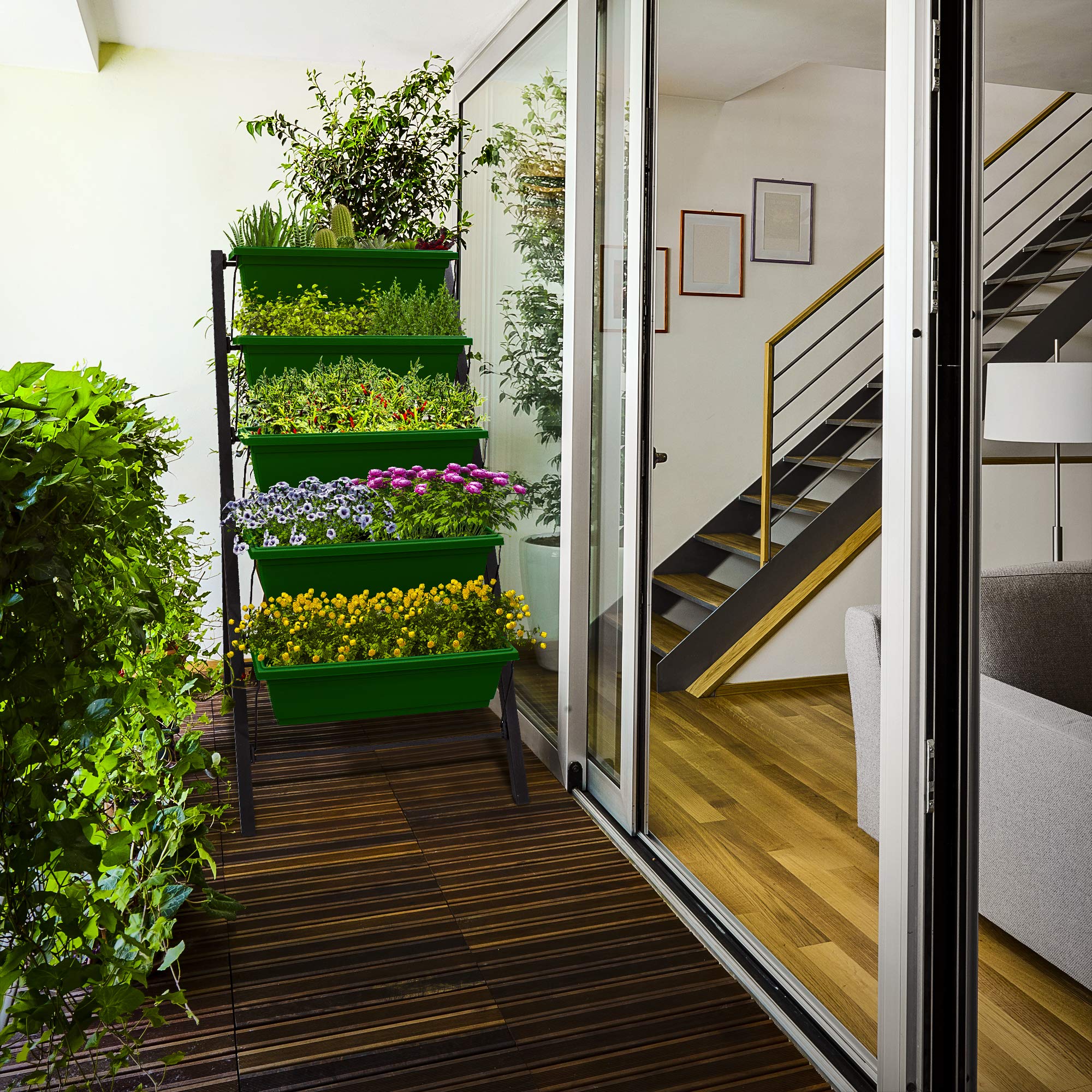 5-Tier 4Ft Vertical Raised Garden Bed - Food Safe Planter Box for Herbs, Vegetables & Flowers | Indoor/Outdoor Use on Patio, Balcony, Greenhouse & Backyard Gardening