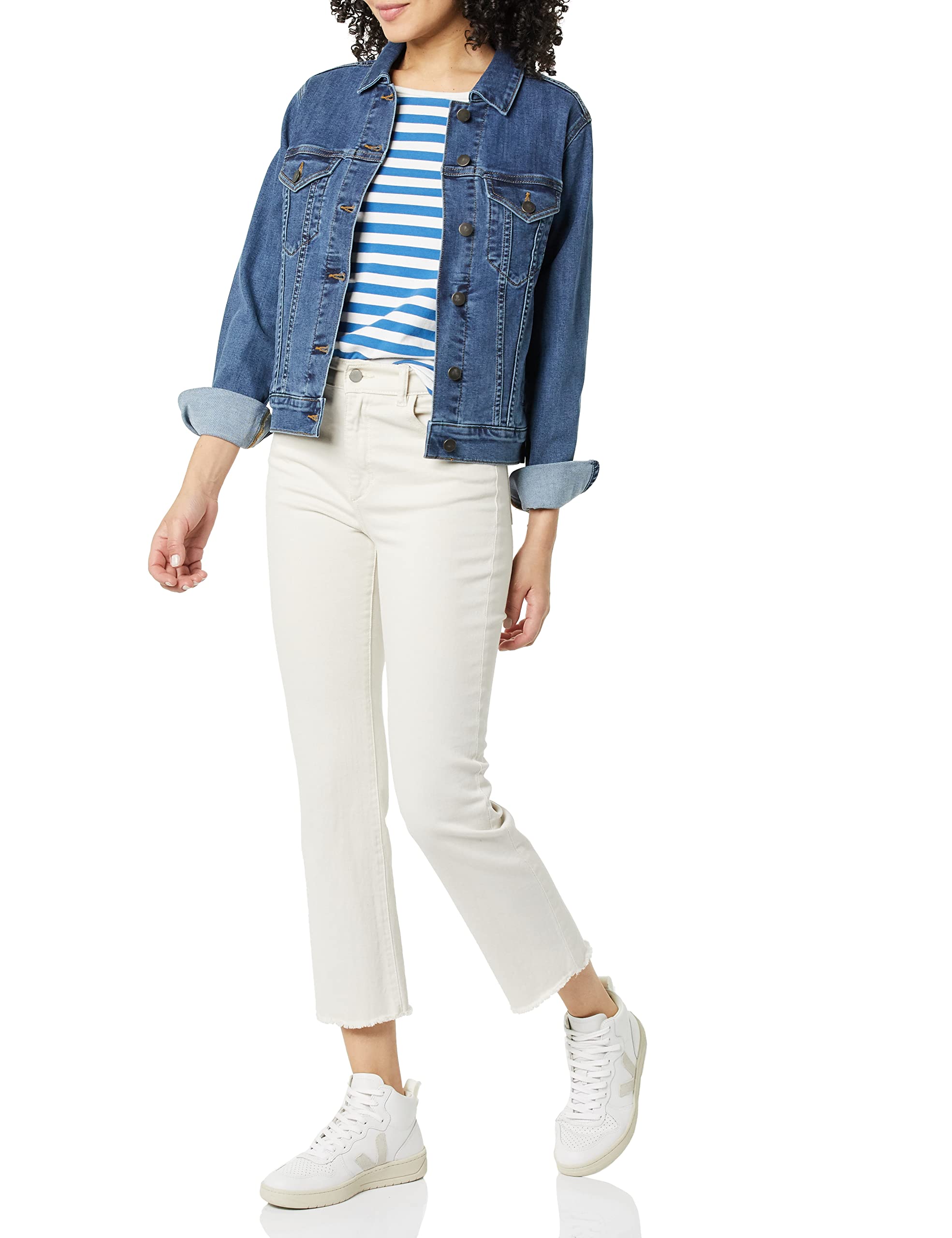 Amazon Essentials Women's Denim Jacket - Plus Size & Regular Fit Casual Outerwear for Spring & Fall Fashion | Perfect for Layering, Weekend Outings & Street Style Looks