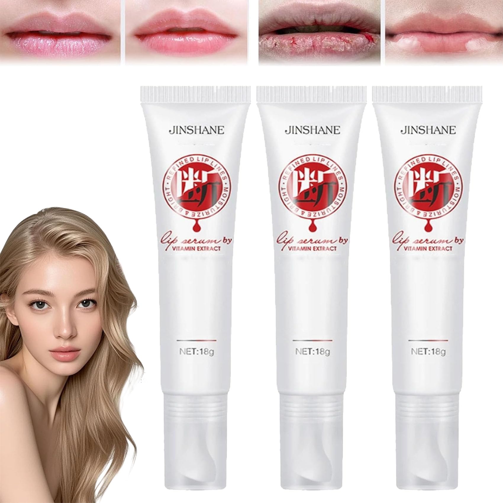 JINSHANE Lip Serum for Dark & Dry Lips - Lip Lightening Treatment, Moisturizing Balm & Nourishing Essence (3Pcs) - Perfect for Night Care & Daily Hydration