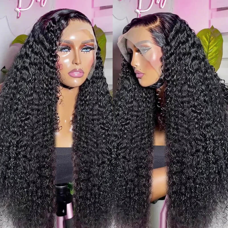 Eullair Stunning Wet Look Water Wave HD Lace Front Wig - Natural Black Human Hair Wig for Women | Low Maintenance, Heat Resistant Synthetic Wig for Daily Wear & Cosplay