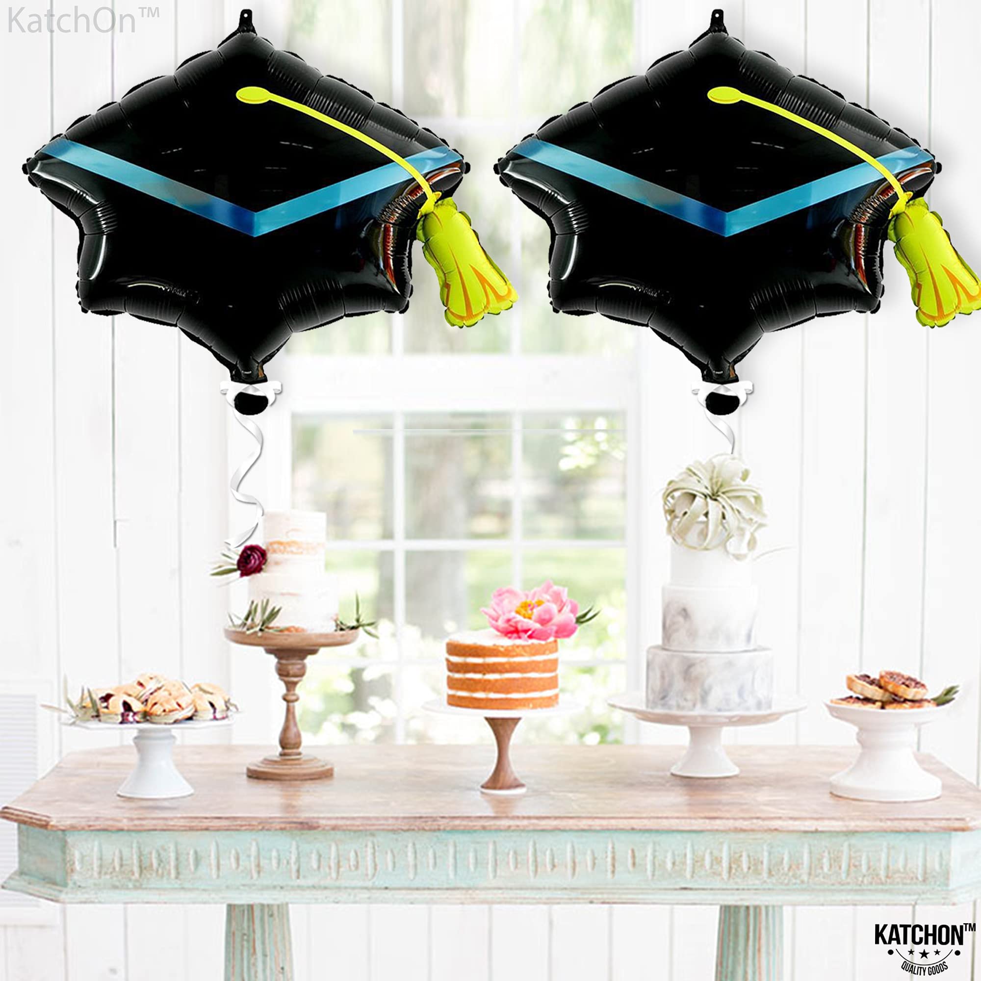 KatchOn 22 Inch Graduation Cap Balloons - Pack of 2, Large Grad Hat Balloons for Class of 2025 Decorations | Perfect for Graduation Parties, Photo Backdrops & School Celebrations
