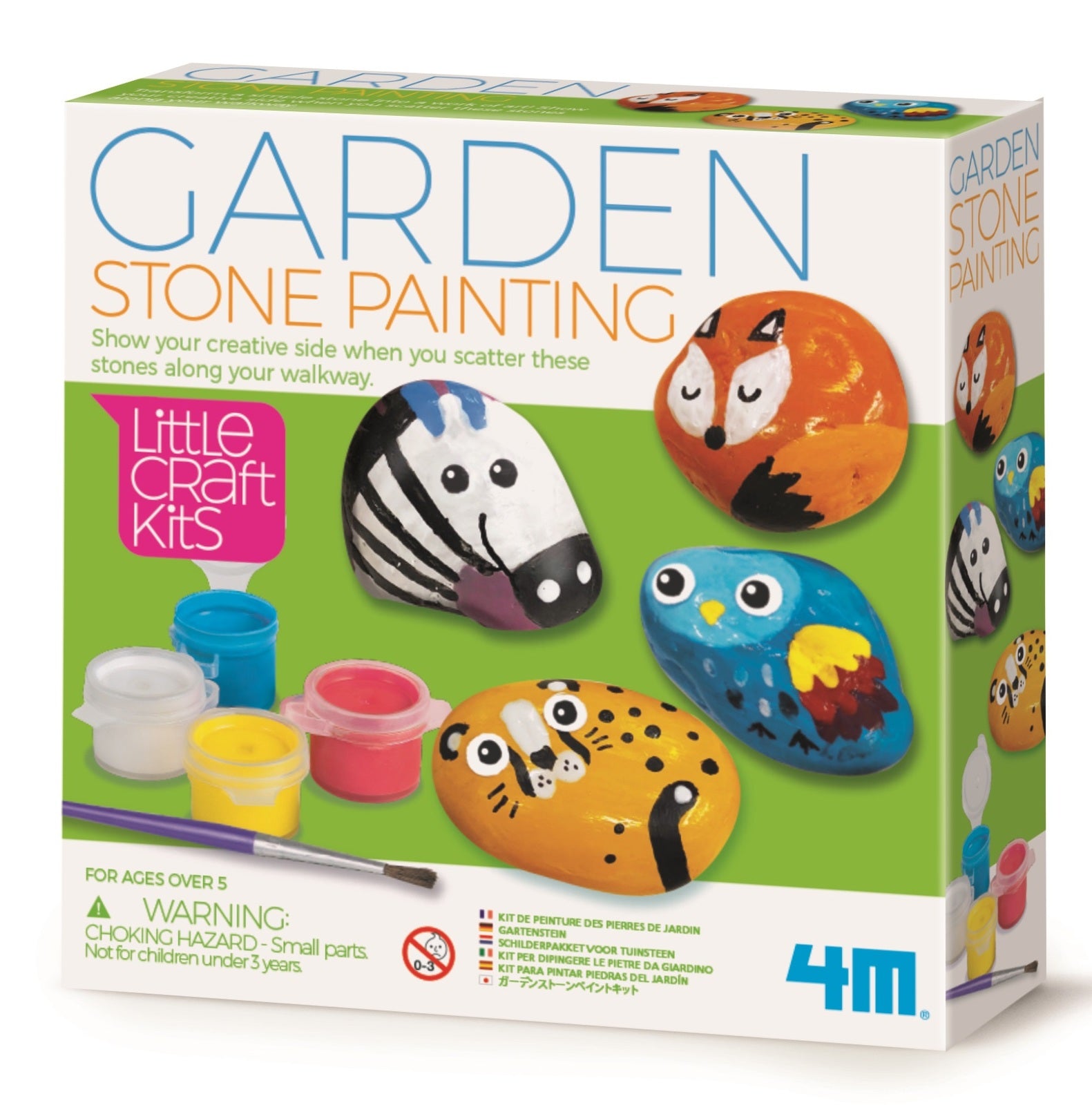 4M Little Craft Garden Stone Painting Kit - DIY Rock Painting Kit for Kids, Creative Art Activity with 10 Stones & 6 Paint Colors - Perfect for Outdoor Garden Decor, Birthday Gifts & Classroom Projects