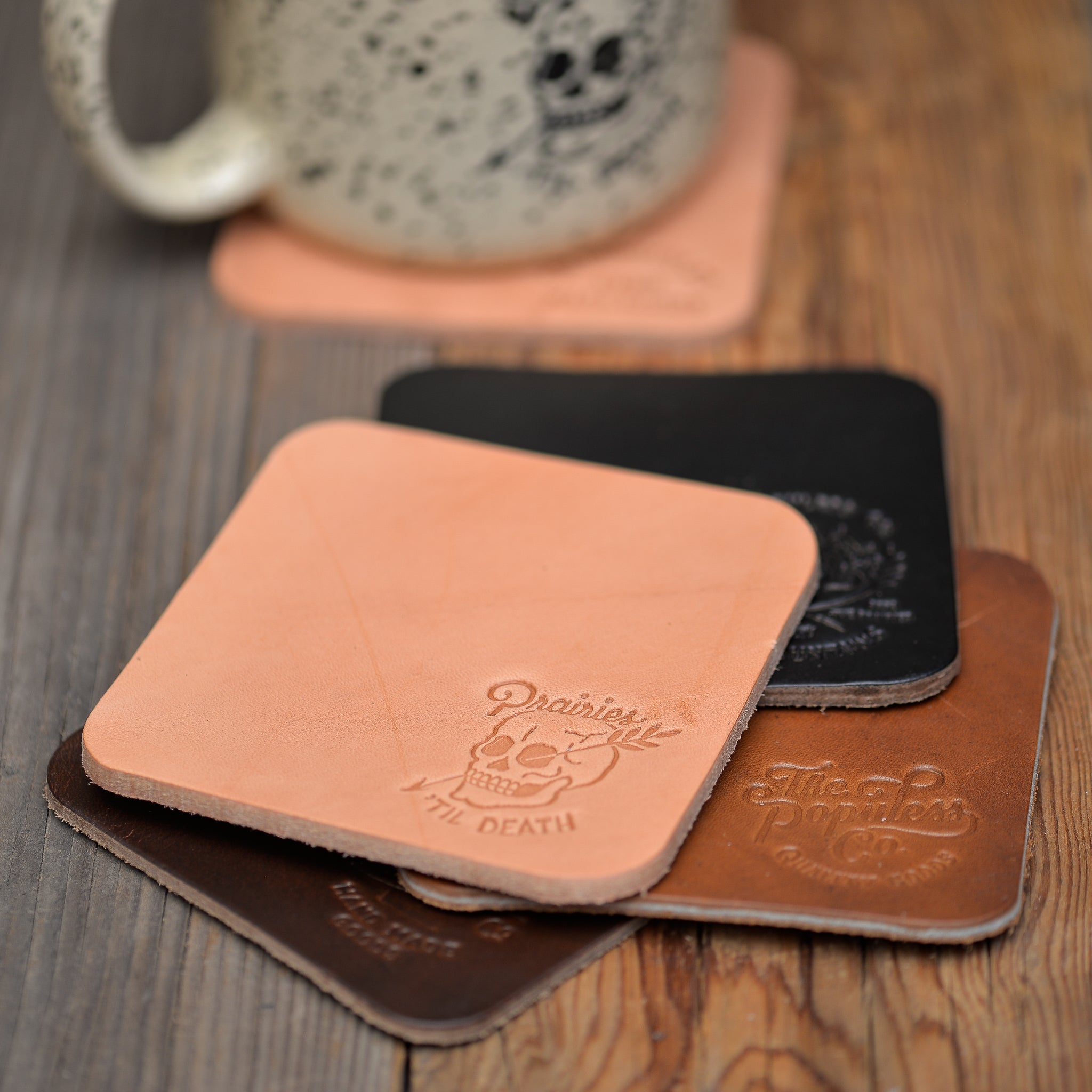 Prairie Stack Coaster Set - 4 Pack Absorbent Cork Coasters for Drinks - Rustic Home Decor for Coffee Table, Bar, and Kitchen Use