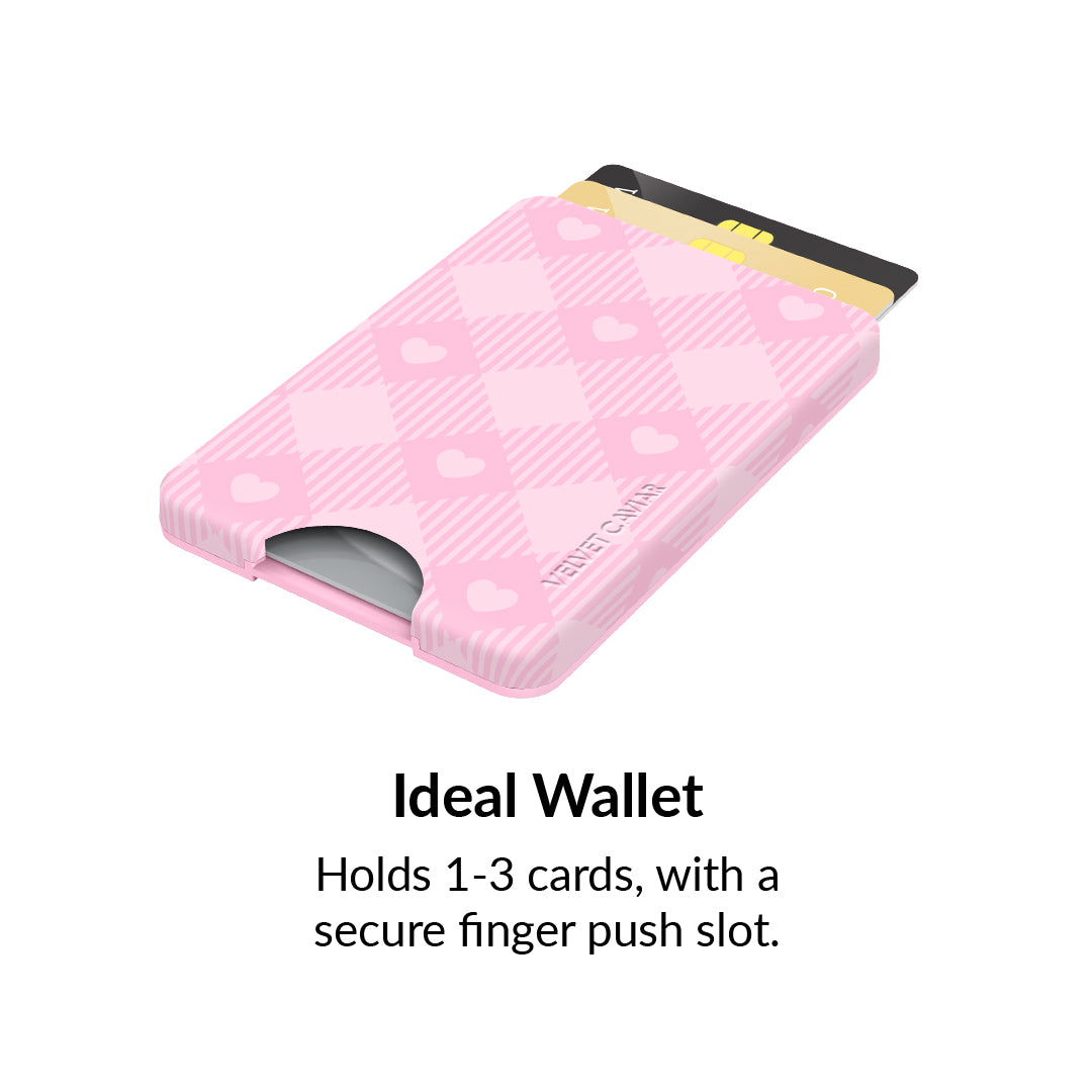 Dolly Pink Gingham MagSafe Wallet for iPhone - Stylish Magnetic Phone Wallet for Credit Cards & Cash - Perfect for Everyday Use, Travel, and Shopping