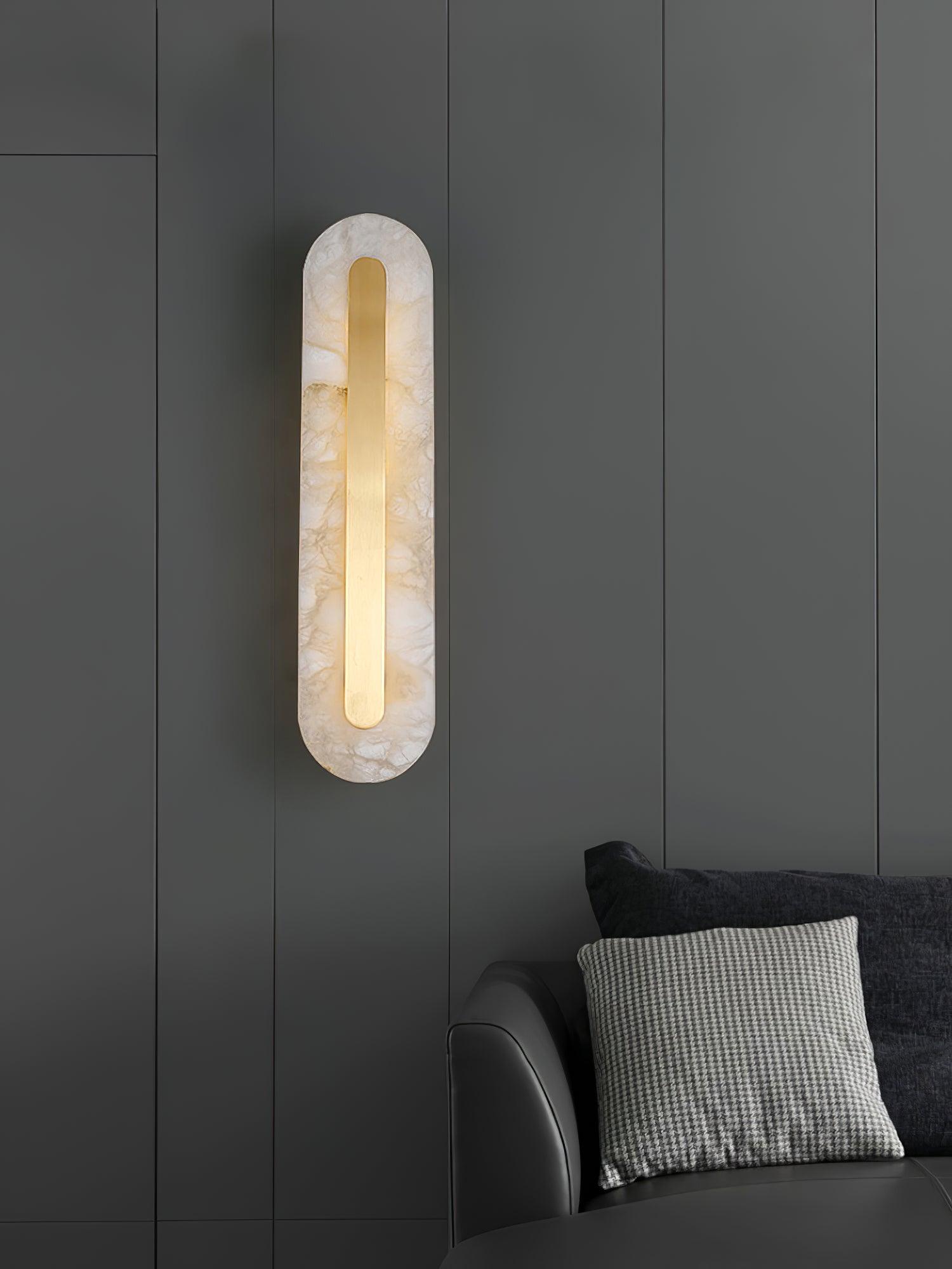 Modern Alabaster Rounded Wall Light Fixture - Elegant Indoor Sconce for Living Room, Bedroom & Hallway Lighting