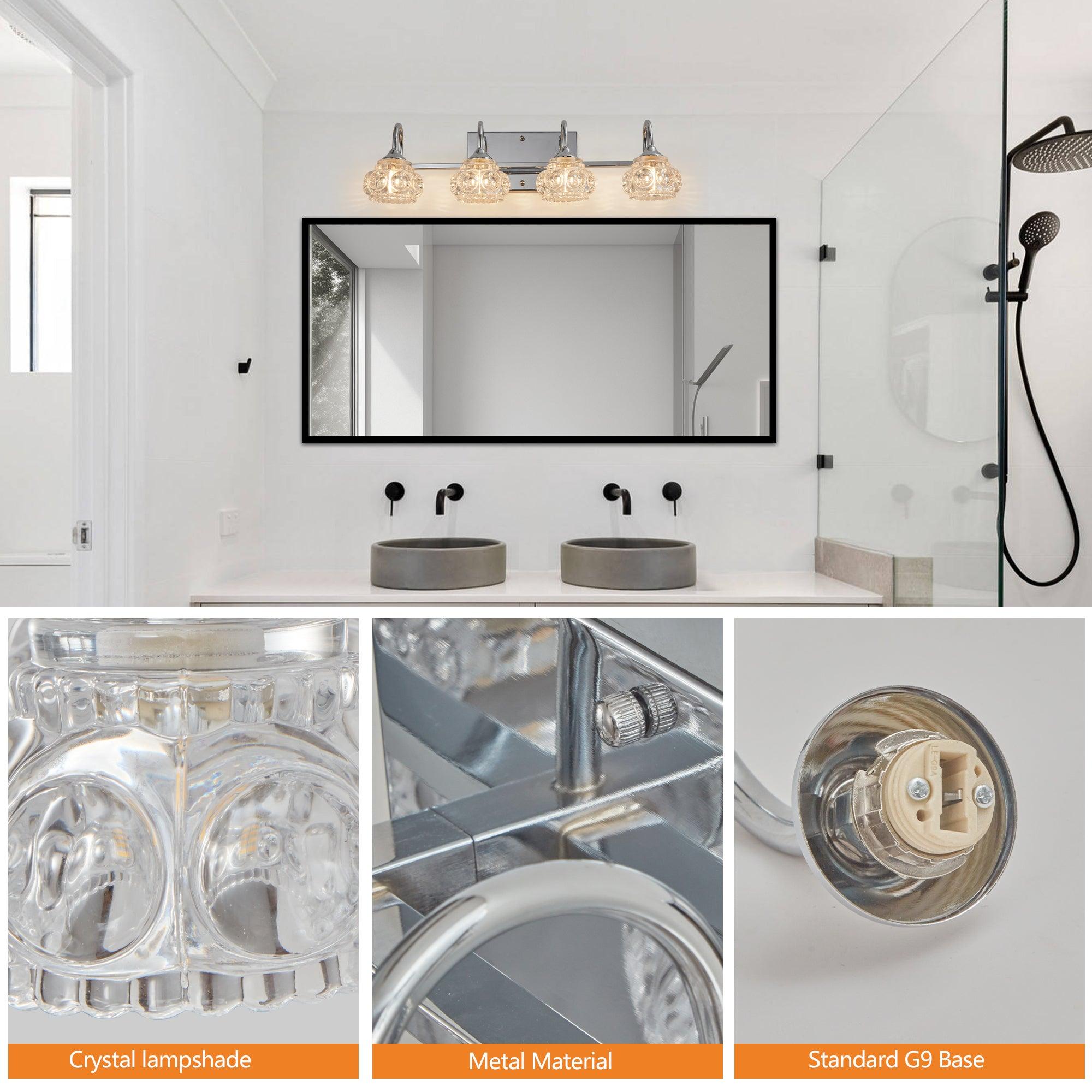 Elegant Brushed Nickel Vintage Crystal Vanity Light - 4-Light Bathroom Mirror Fixture with Clear Glass Shades | Perfect for Master Bath, Powder Room & Dressing Area Lighting