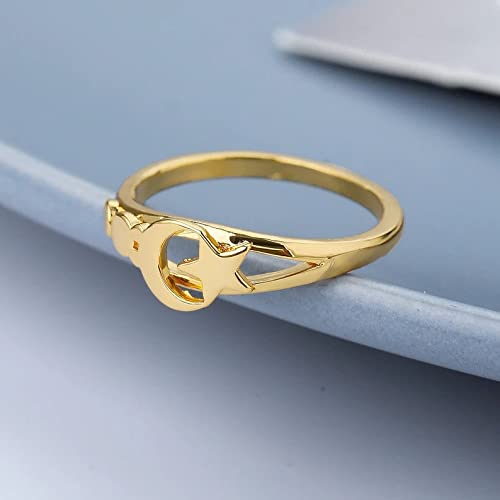 Minimalist Moon and Star Rings for Women - Simple Round Fashion Jewelry in Gold or Silver | Elegant Space-Themed Rings for Everyday Wear, Gifts, and Special Occasions
