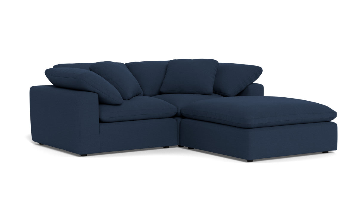 Fluffy 2-Piece Sectional Sofa with Ottoman - Soft Plush Fabric Living Room Couch for Cozy Home, Apartment, or Dorm Comfort - Perfect for Lounging, Movie Nights & Small Spaces