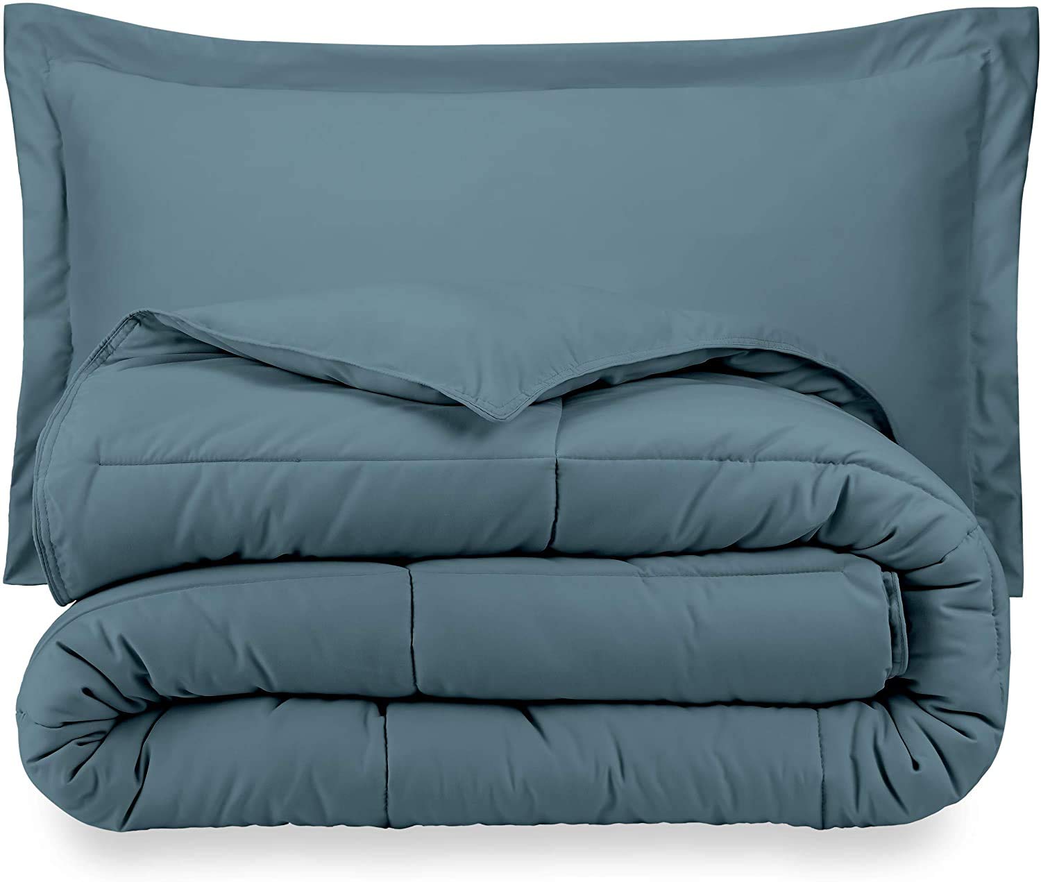 Premium 500 GSM 100% Cotton Extra Long Goose Down Alternative Comforter Set - Ultra Soft, Box Stitched, All Season Breathable Warmth with Pillow Shams (Queen/Full, Coronet Blue) - Perfect for Bedroom, Guest Room, Dorm & Cozy Home Decor