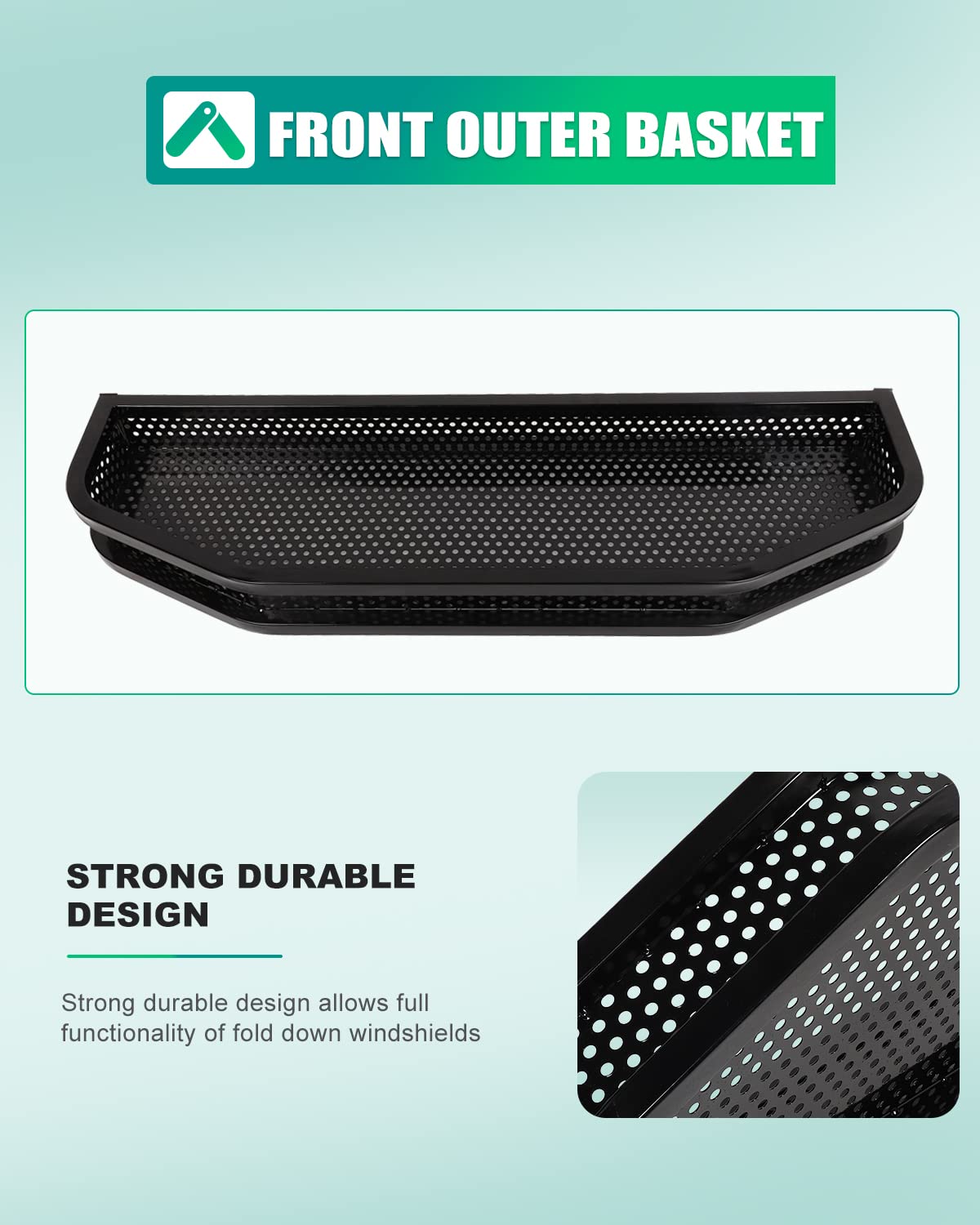 Heavy Duty Steel Mesh Front Basket for Club Car DS Golf Cart - Black Storage Basket with Mounting Brackets | Perfect for Golf Gear, Groceries & Outdoor Accessories