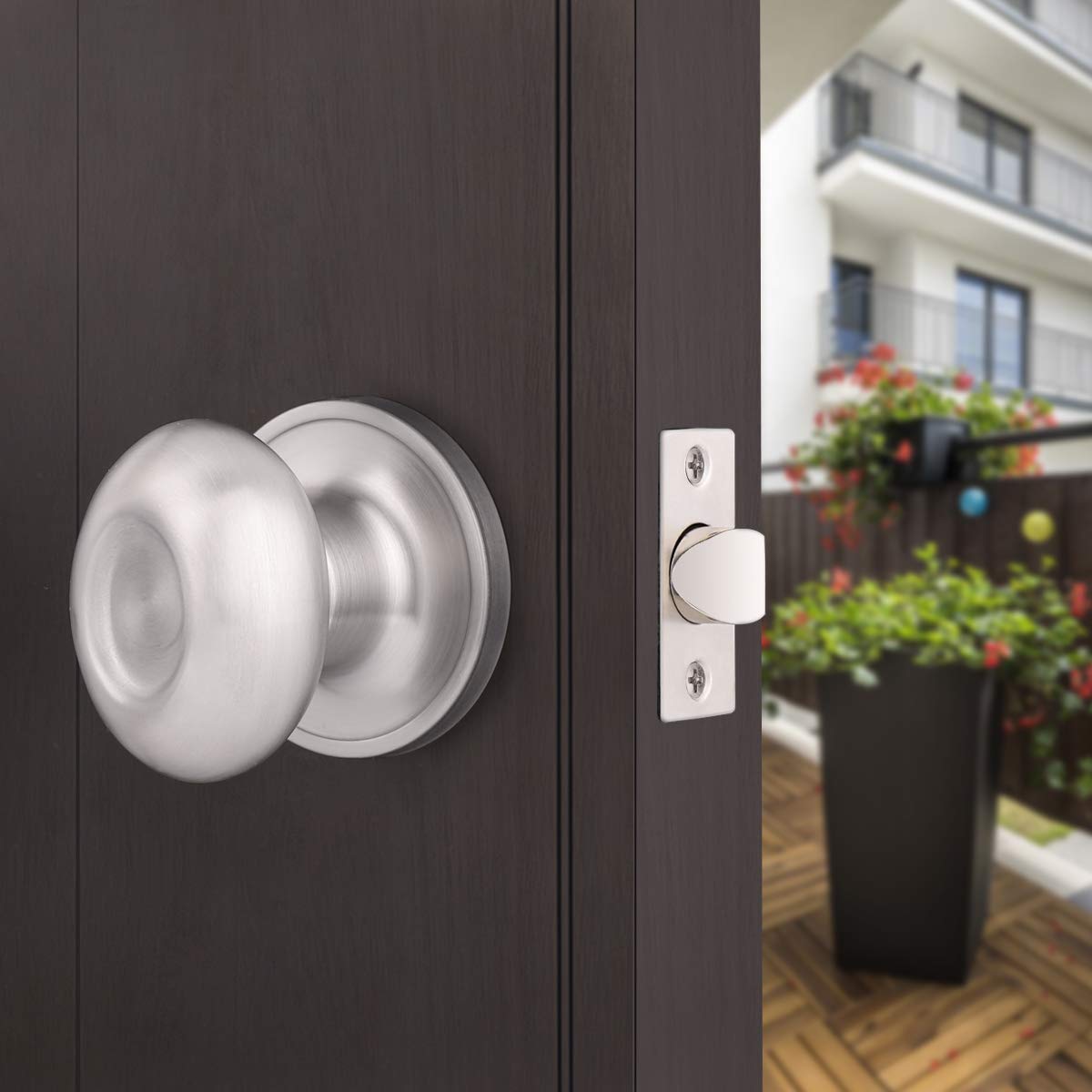 Gobiro 10-Pack Satin Nickel Passage Door Knobs - Hall Closet & Interior Door Handles - Durable Egg Knob Design for Bedroom, Bathroom & Office Doors