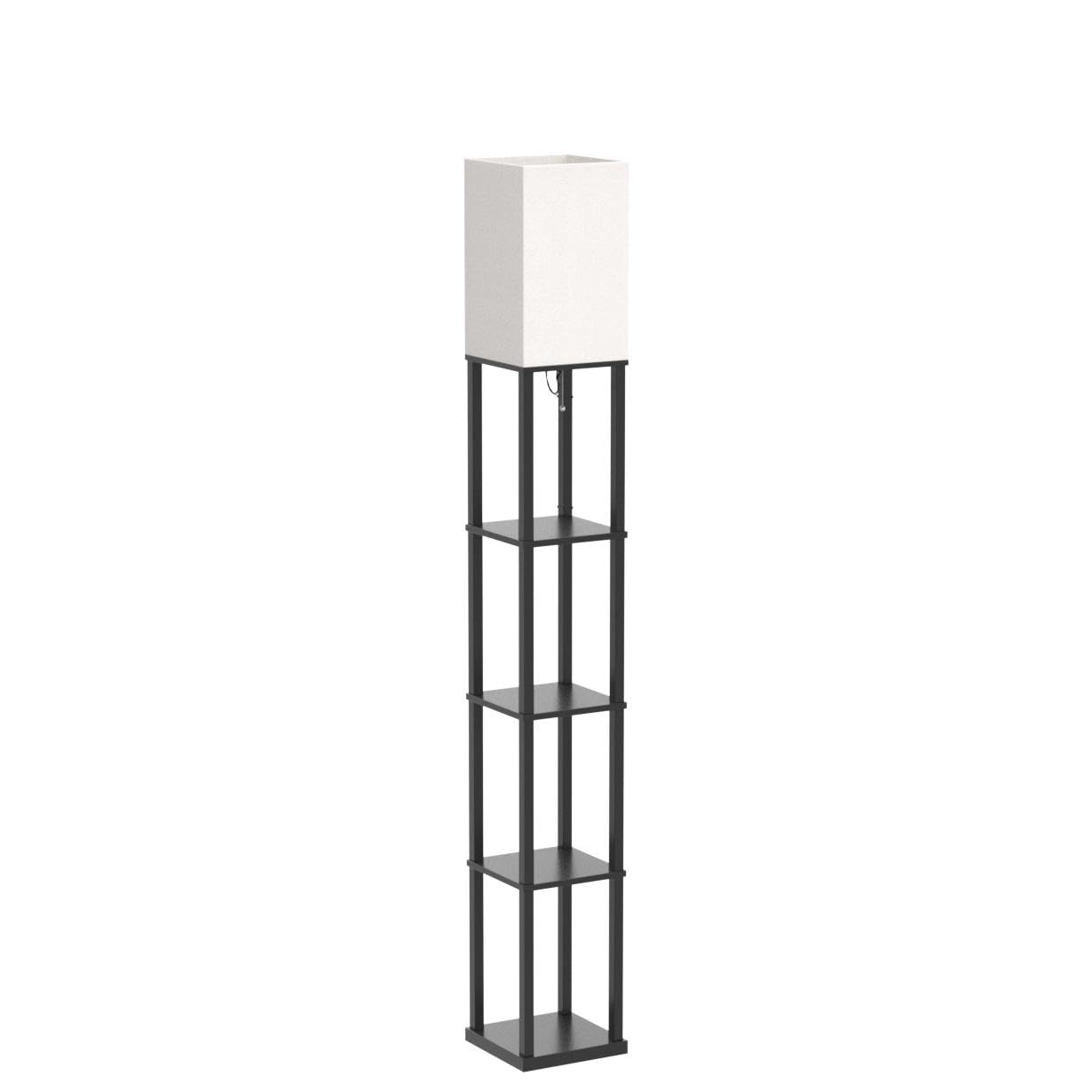 Addlon 5-Tier Modern Shelf Floor Lamp with 3CCT LED Bulb - Adjustable Brightness Display Lamp for Living Room, Bedroom, Office - Black - Perfect for Reading, Decor & Space Saving