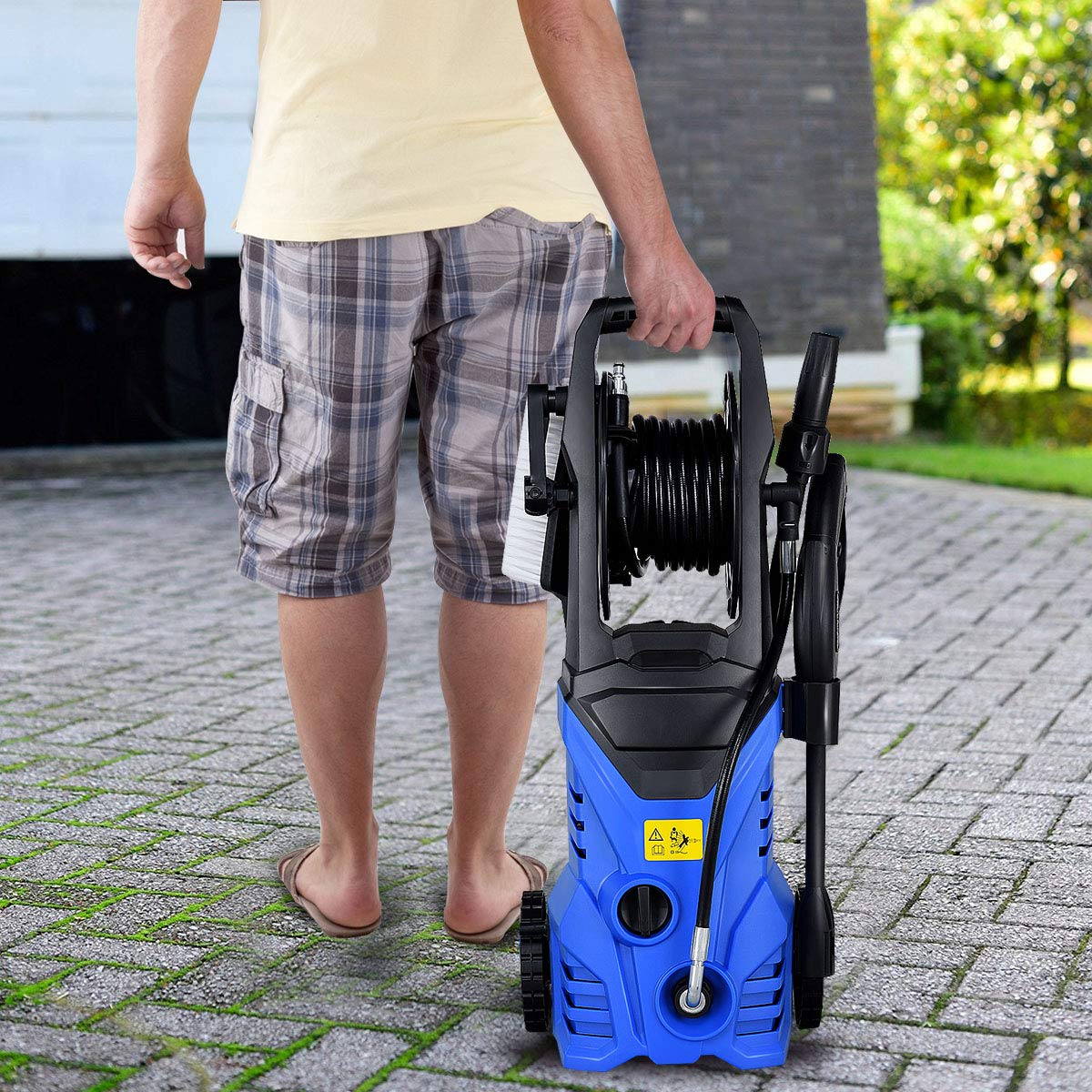 Happygrill 2030PSI Electric Pressure Washer - 1.6GPM High Power Pressure Sprayer with 16.5ft Hose, Wash Brush & Soap Bottle - 1800W Heavy Duty Cleaner for Driveway, Deck, Patio, Car Washing & Outdoor Cleaning
