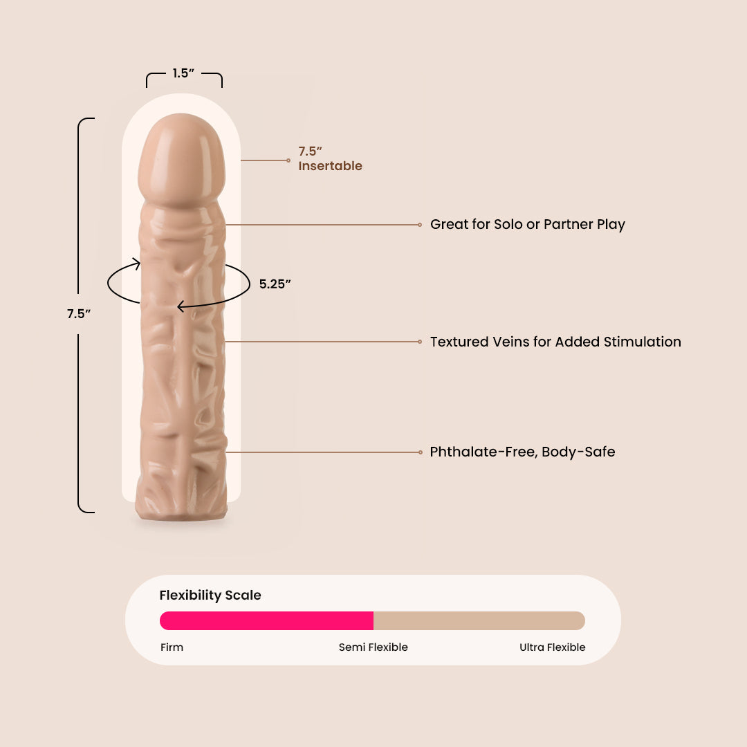 Doc Johnson Classic 8 Inch Black Dildo - Realistic Silicone Adult Toy for Men & Women - Perfect for Solo Play, Couples Fun & BDSM Scenes