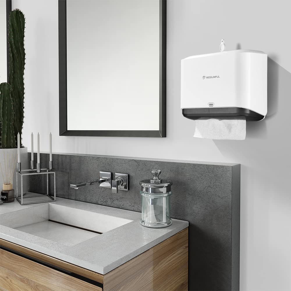 Wall Mount Paper Towel Dispenser - No-Hole Installation for Multifold/Trifold/C-Fold Towels - Bathroom & Kitchen Hand Towel Holder (Ideal for Homes, Offices & Restrooms)