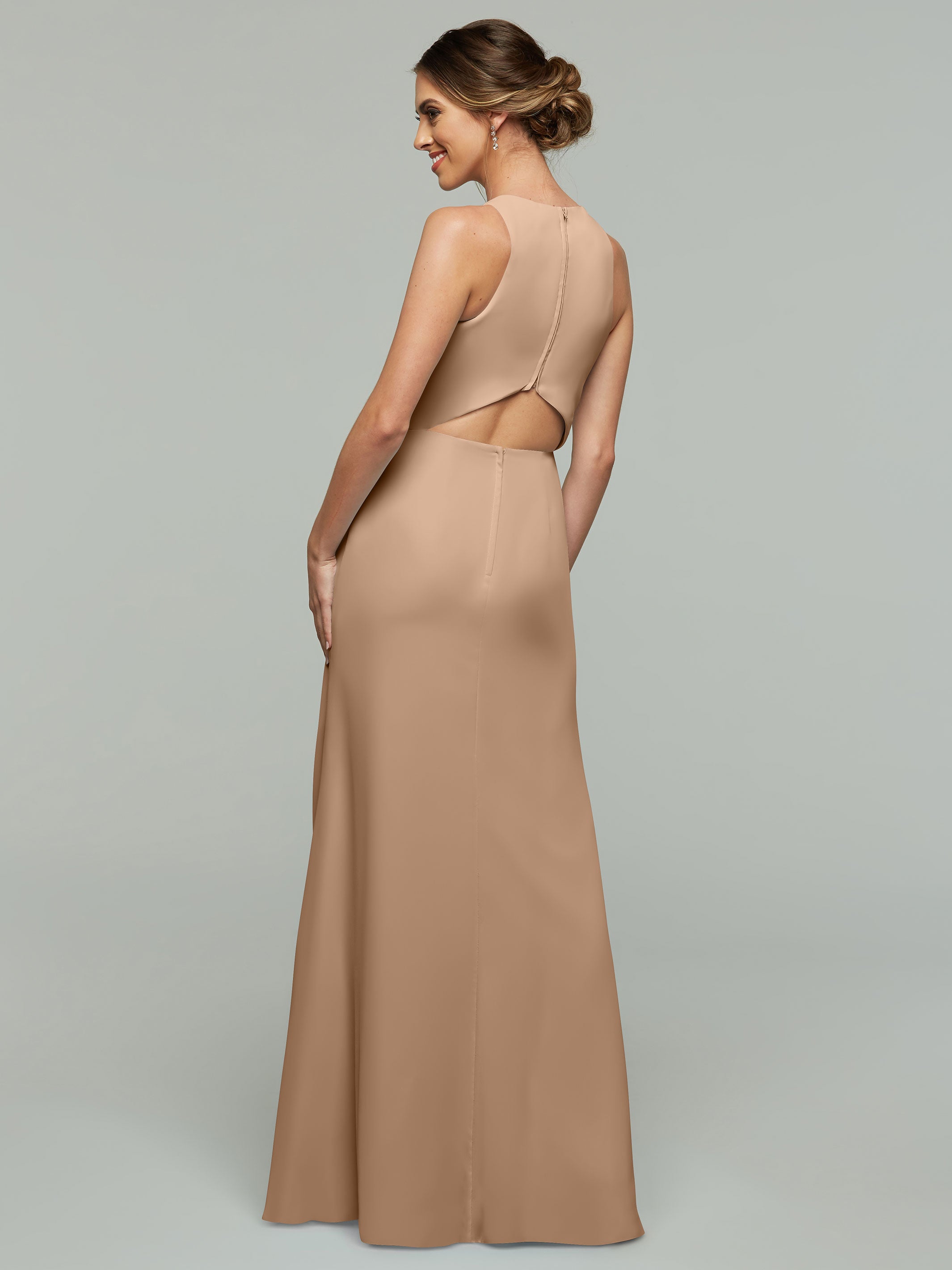 Elegant 80175 Chiffon A-Line Bridesmaid Dress with Plunging Halter Neckline - Perfect for Weddings, Formal Events & Special Occasions