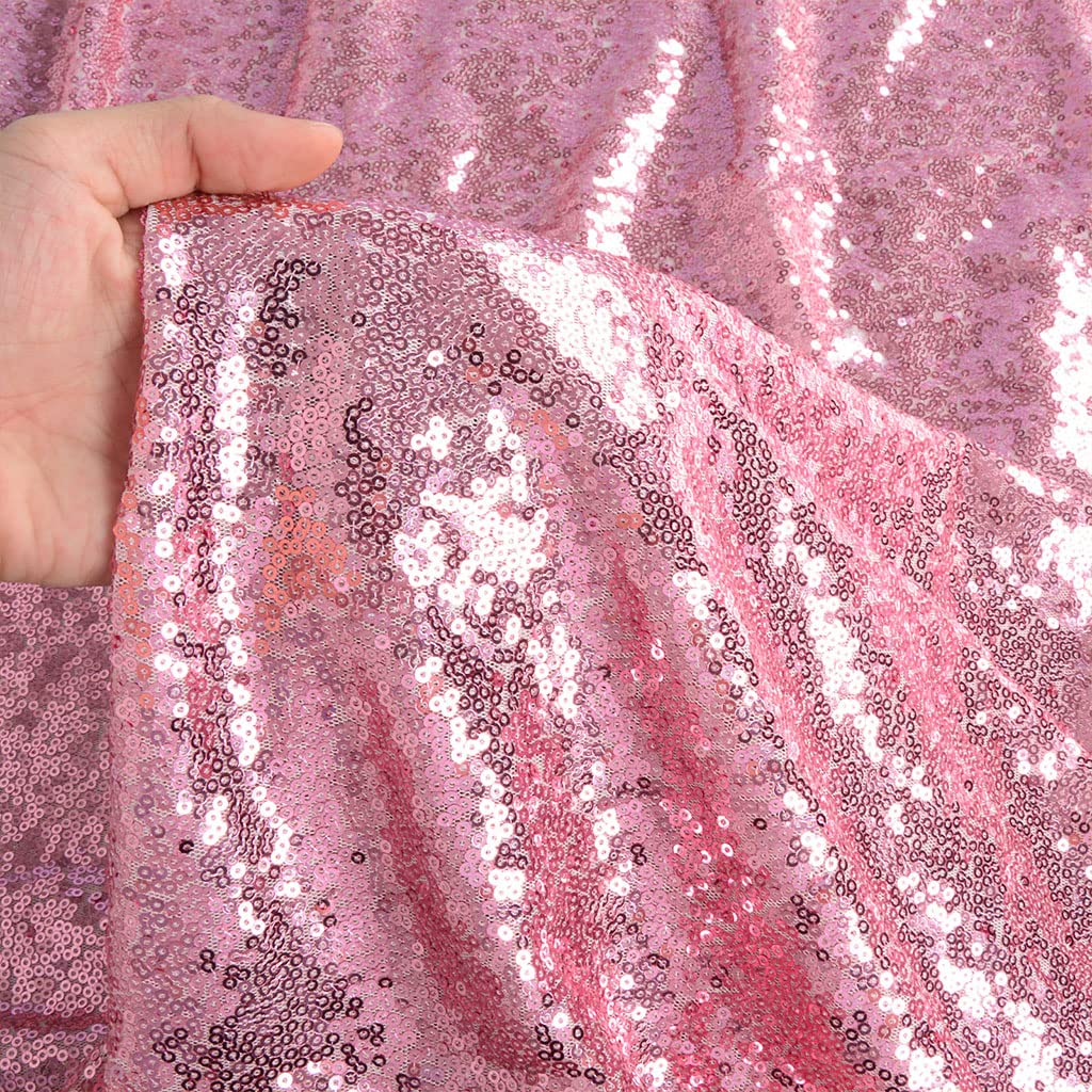 DUOBAO 72x72-Inch Square Sequin Tablecloth - Sparkling Fuchsia Pink Party Table Cover for Birthday, Wedding, Anniversary Decorations | Perfect for Dining Tables, Cake Tables, and Special Event Decor