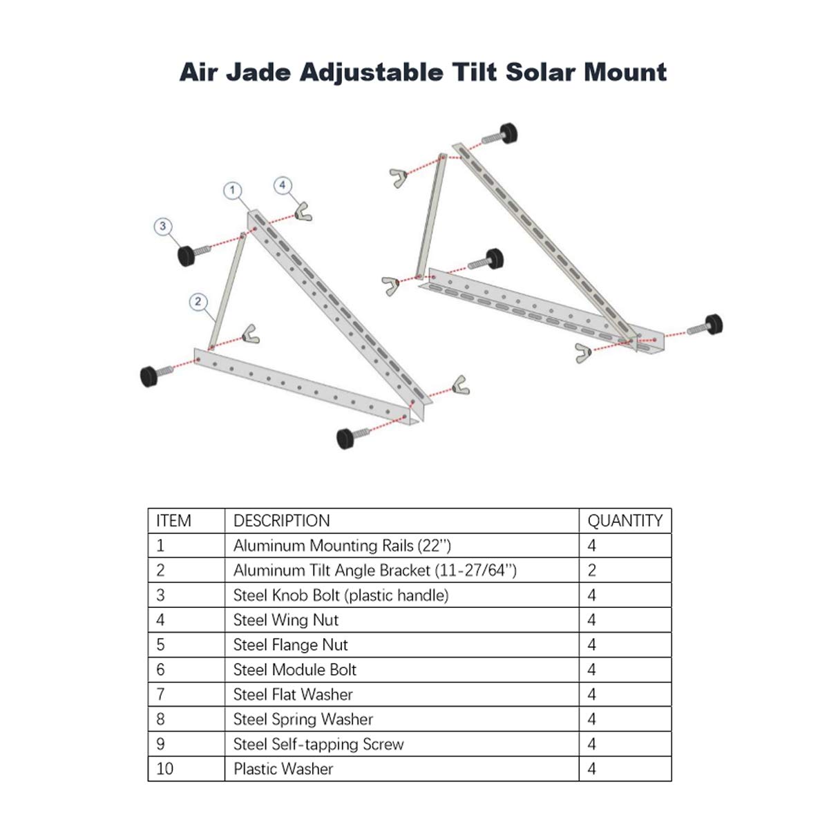 Premium Solar Panel Mount Brackets - Adjustable & Foldable 28in Tilt Stand for RV, Boat, Roof & Off-Grid Use - Supports Up to 200W Solar Panels - Perfect for Camping, Marine & Home Solar Systems