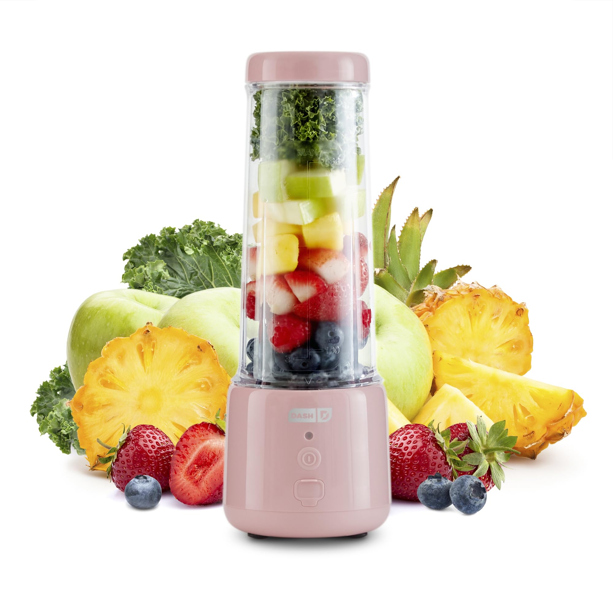 Dash 16 oz Personal USB Rechargeable Blender - Portable Smoothie & Juice Maker with Travel Lid & Charging Cord - Perfect for Gym, Office & Travel - Rose