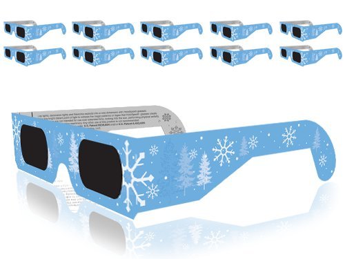 GSM Brands Christmas 3D Glasses - Holiday Specs Transform Lights into Magical Snowflake Patterns (10 Pack) - Perfect for Christmas Parties, Holiday Decorations & Festive Light Shows