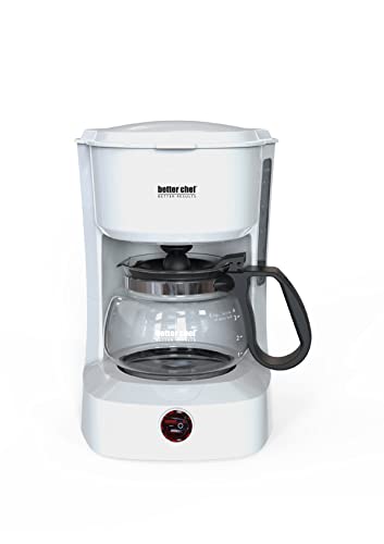 Better Chef 4-Cup Basic Coffee Maker with Pause-N-Serve Feature, Carafe Warmer & Reservoir Window - White | Perfect for Home, Office or Small Kitchens | Fast Brewing & Easy to Use