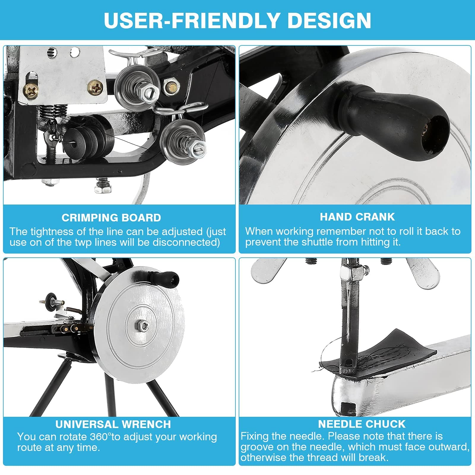 Ironwalls Heavy Duty Manual Leather Sewing Machine - Shoe Repair Kit with Cotton Nylon Thread & Spare Parts | Hand Operated Cobbler Tool for Shoes, Bags, Tents, Jackets & Outdoor Gear Repair | Perfect for Home DIY, Professional Shoe Repair & Camping Equipment Maintenance