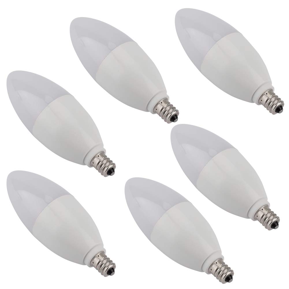 6-Pack E12 LED Candle Bulbs - Warm White 2700K High Brightness - Dimmable Chandelier Light Bulbs for Home, Restaurant & Office Decoration - Perfect for Chandeliers, Sconces and Holiday Lighting