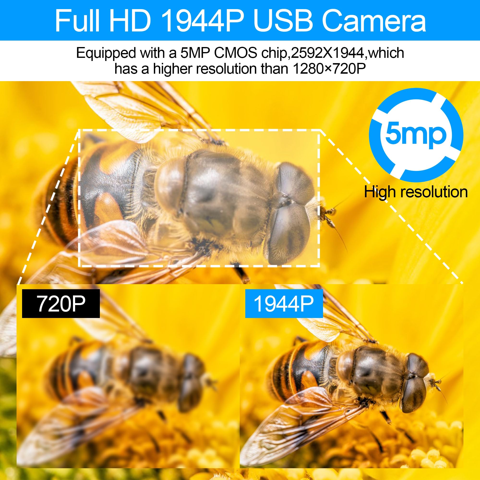 ELP 5MP HD Webcam with 180° Fisheye Lens - Industrial 3D Printer Monitoring & Web Conference Camera - Compatible with Windows, Android, Linux - Perfect for Remote Work, Video Calls & Machine Vision Applications