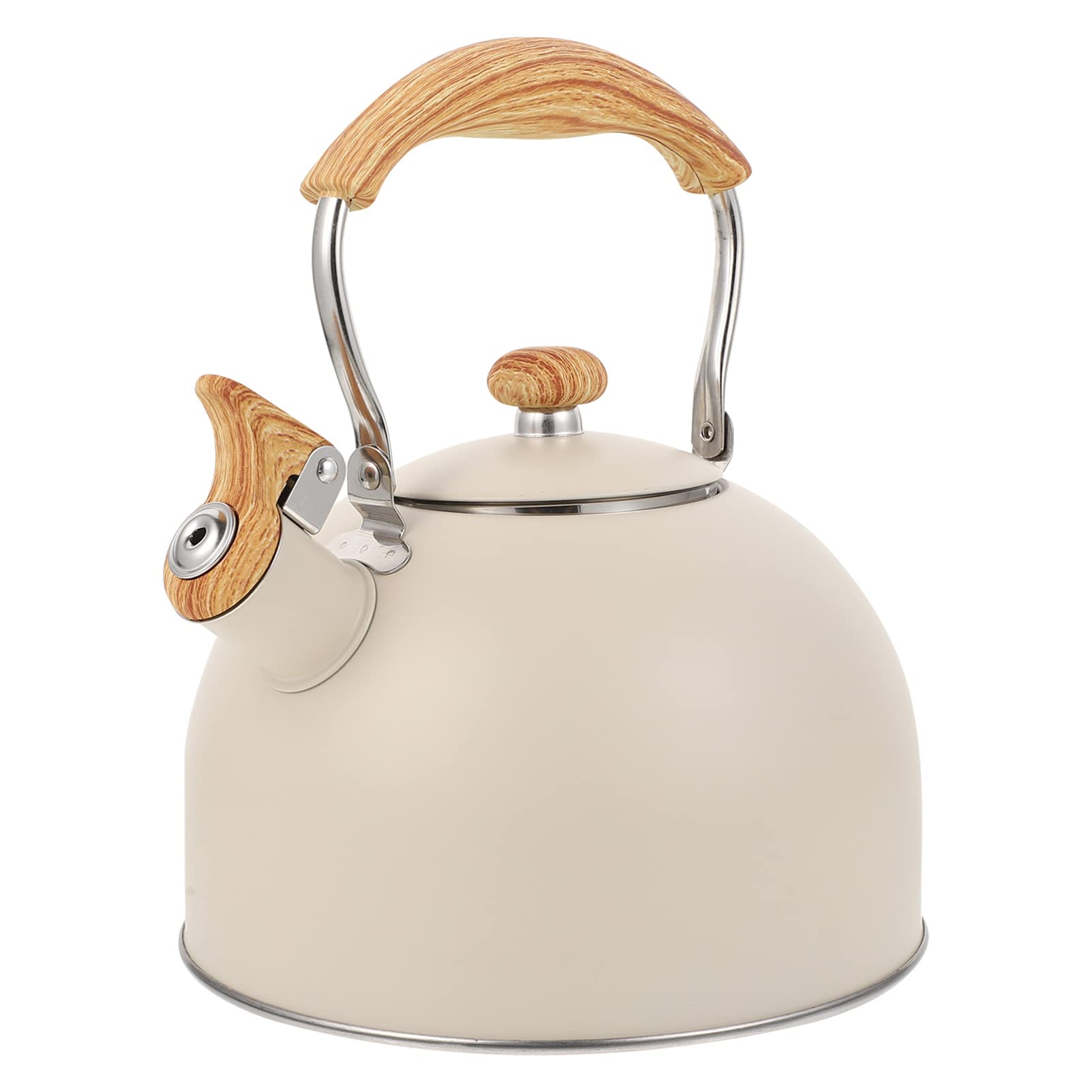 Premium Stainless Steel Whistling Tea Kettle with Wooden Handle - 1.5L Portable Stovetop Kettle for Home & Office - Perfect for Boiling Water, Making Tea, Coffee and Hot Beverages