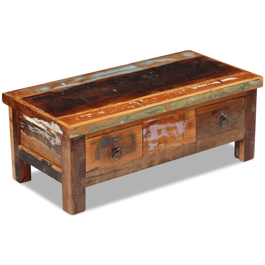 Vintage Industrial Coffee Table - Rustic Farmhouse Solid Wood Tea Table for Living Room & Office