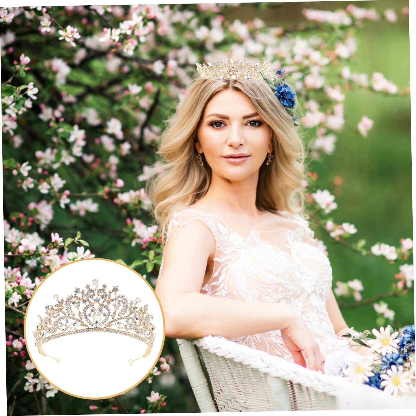 POPETPOP Baroque Rhinestone Bridal Tiara Crown - Elegant Wedding Hair Accessories for Bride & Girls | Perfect for Bridal Gowns, Makeup, and Wedding Photography Props