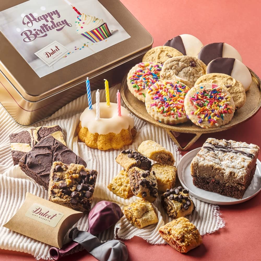 Gourmet Birthday Food Gift Baskets for Women, Men, Teens - Deluxe Snack Gift Box for Family, Friends & Relatives | Perfect for Celebrations, Office Gifts & Holiday Presents by Dulcet Gift Baskets