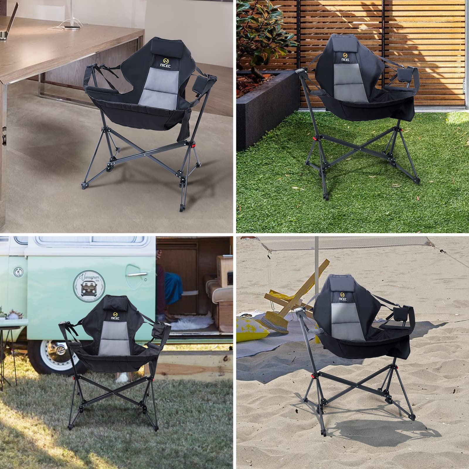 Premium Hammock Chair Swing with Stand - High Back Rocking Camping Chair for Adults, Outdoor Hanging Swing Seat for Patio, Garden, Backyard & Camping (1-Pack) - Perfect for Relaxation & Leisure Time