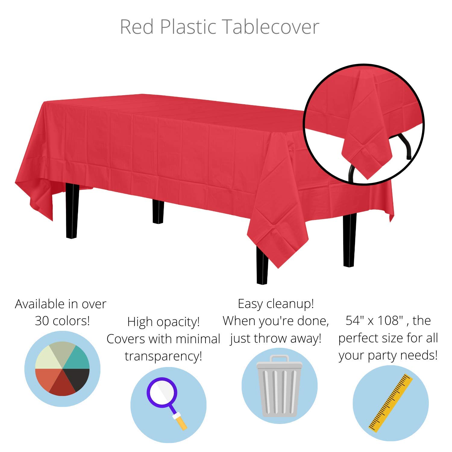 Red Plastic Tablecloth 54x108 Inch - Party & Event Decor