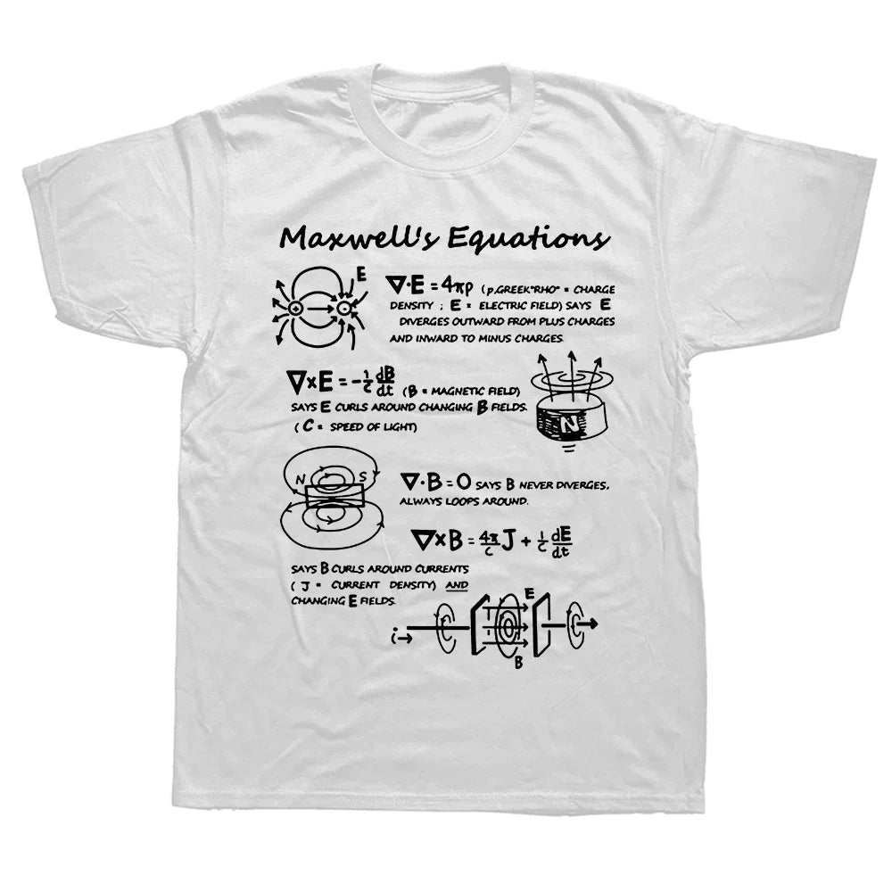 Funny Electromagnetic Physics Maxwell Equation Formula T-Shirt - Graphic Cotton Casual Tee for Men, Large Size - Perfect for Science Geeks, Physics Lovers & Nerdy Outfits