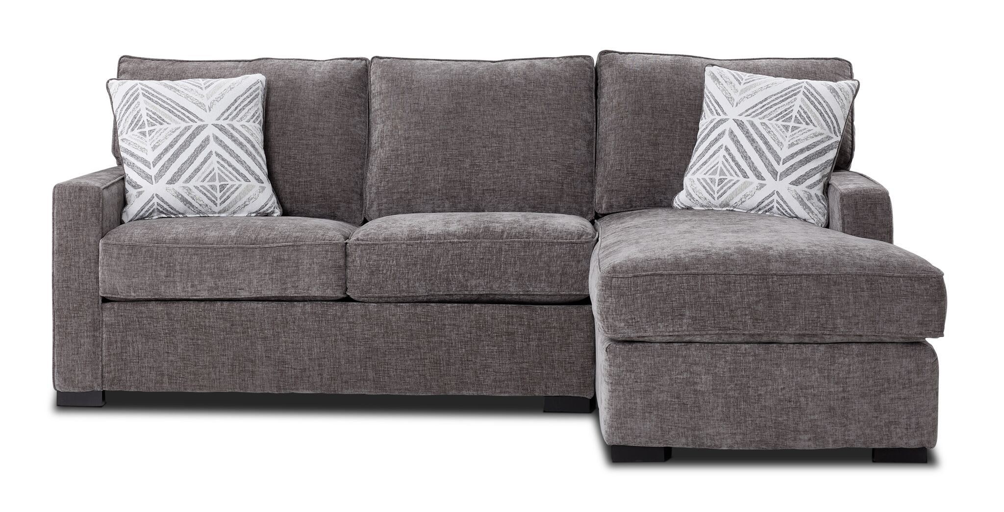 Charlotte 2-Piece Sectional Sofa with Right Facing Chaise in Pewter - Modern Living Room Furniture for Small Spaces & Family Gatherings