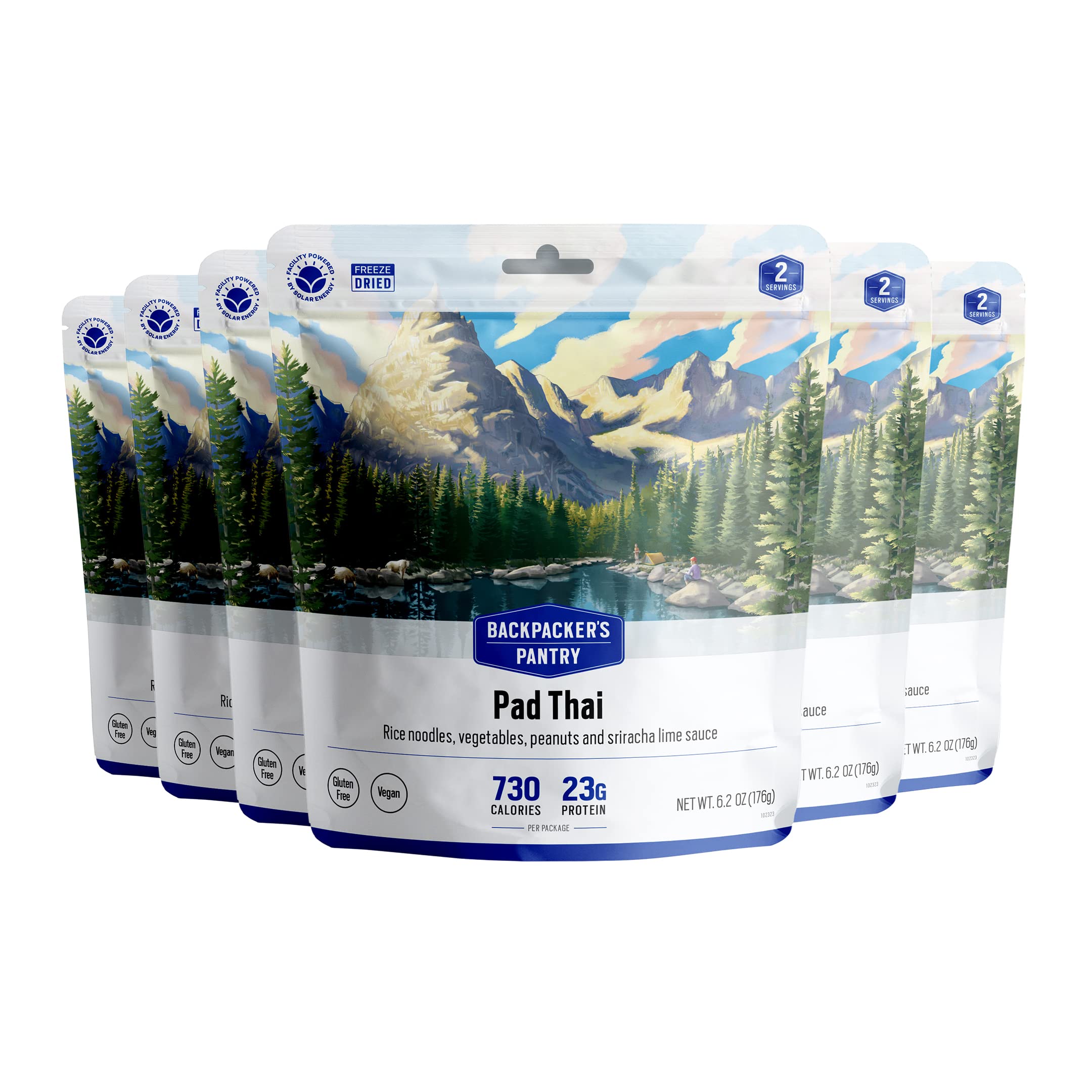 Backpacker's Pantry Pad Thai - Freeze Dried Camping Food with 23g Protein - Vegan & Gluten Free Emergency Meal for Hiking, Backpacking & Survival Preparedness