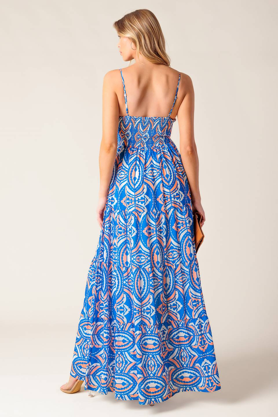 Lakeside Picnic Maxi Dress - Blue & Coral Floral Summer Dress for Women | Beach, Garden Party, Vacation Outfit