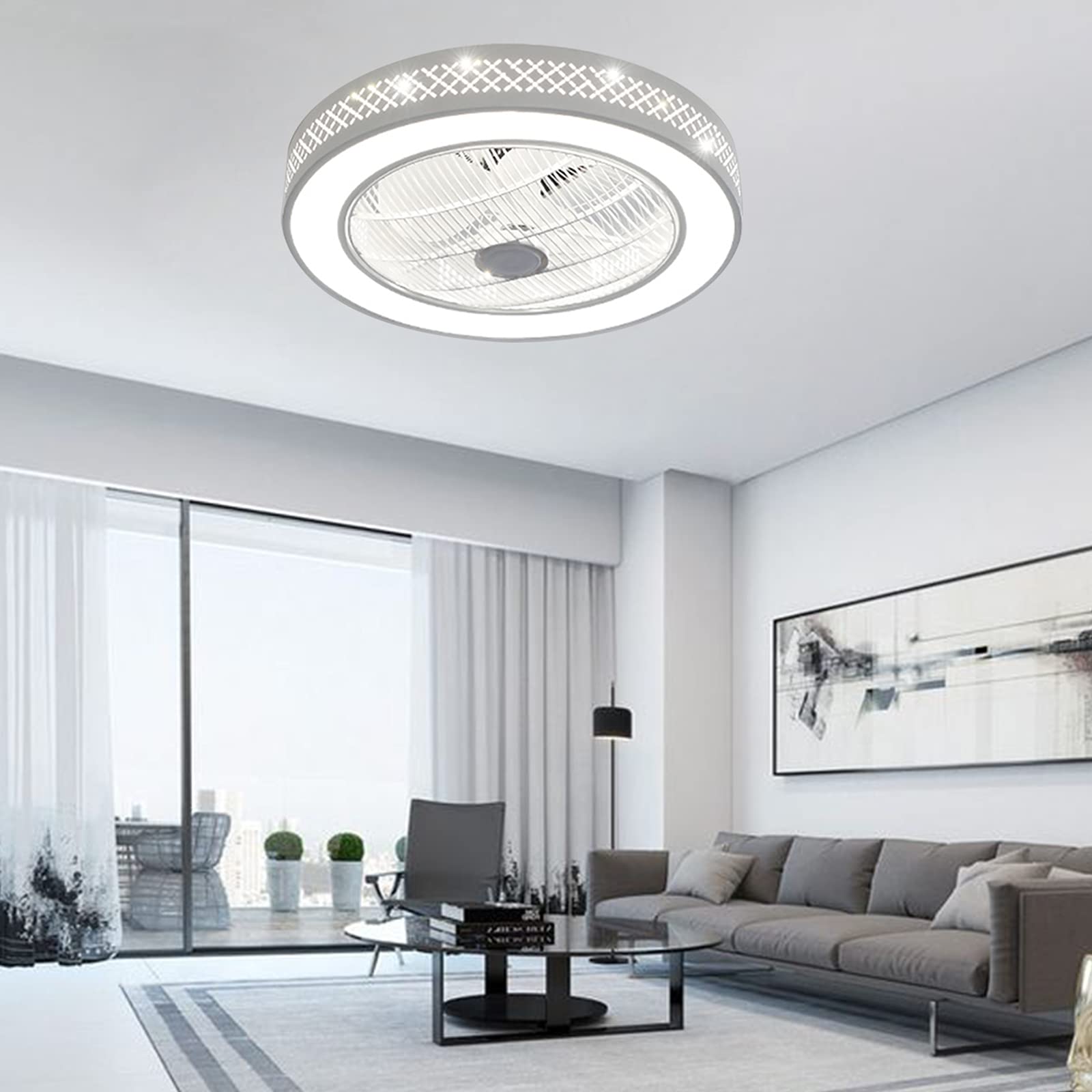 Modern Acrylic Ceiling Fan with Lights - 21.6