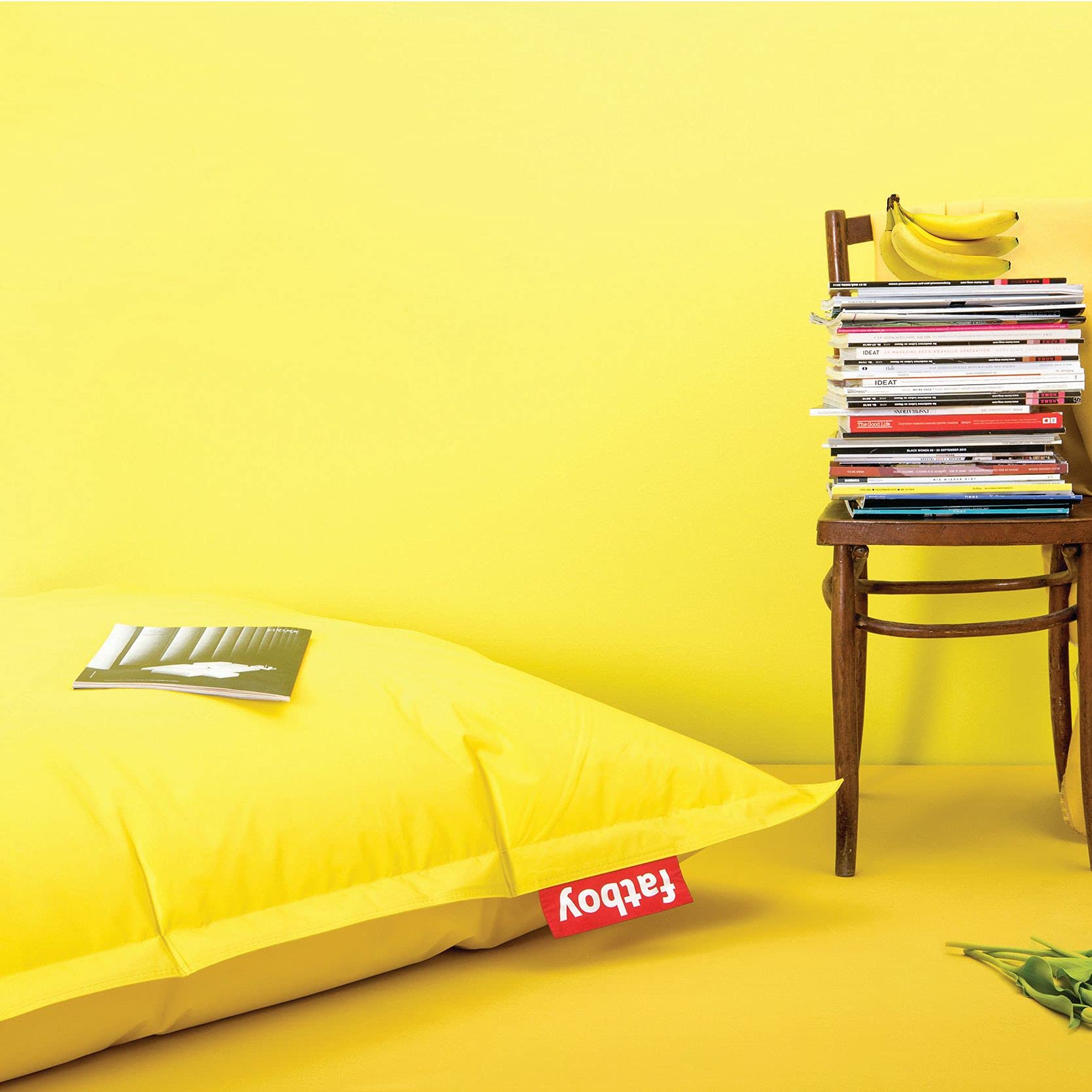 Fatboy Original Bean Bag Chair - Small Yellow Indoor/Outdoor Beanbag for Kids & Adults - Perfect for Living Room, Bedroom, Dorm, Game Room & Patio Relaxation
