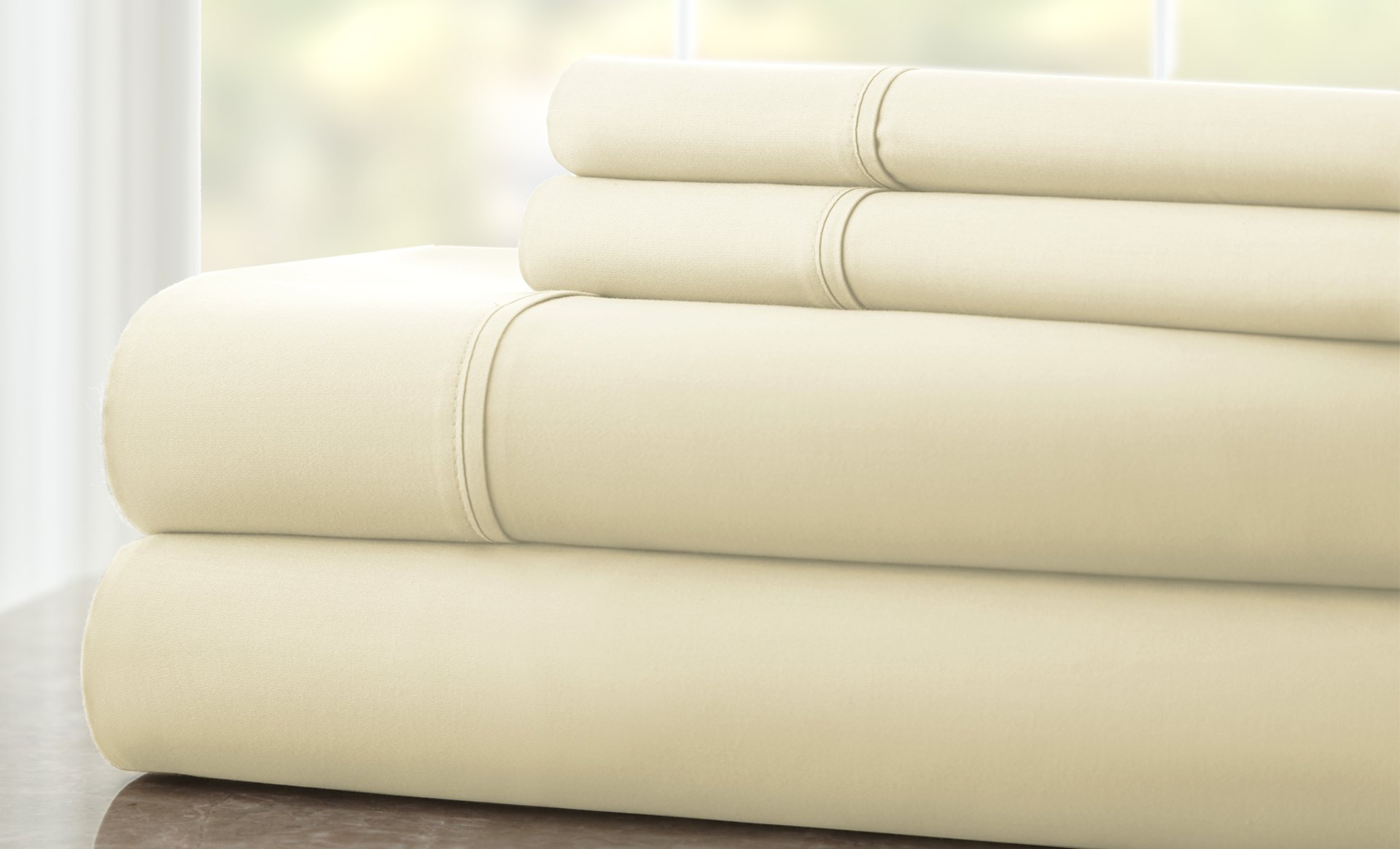 EcoTouch Queen 4-Piece Sheet Set - 100% Organic Cotton Bed Sheets, Soft & Breathable (Ivory) - Perfect for Master Bedroom, Guest Room & Luxury Hotels