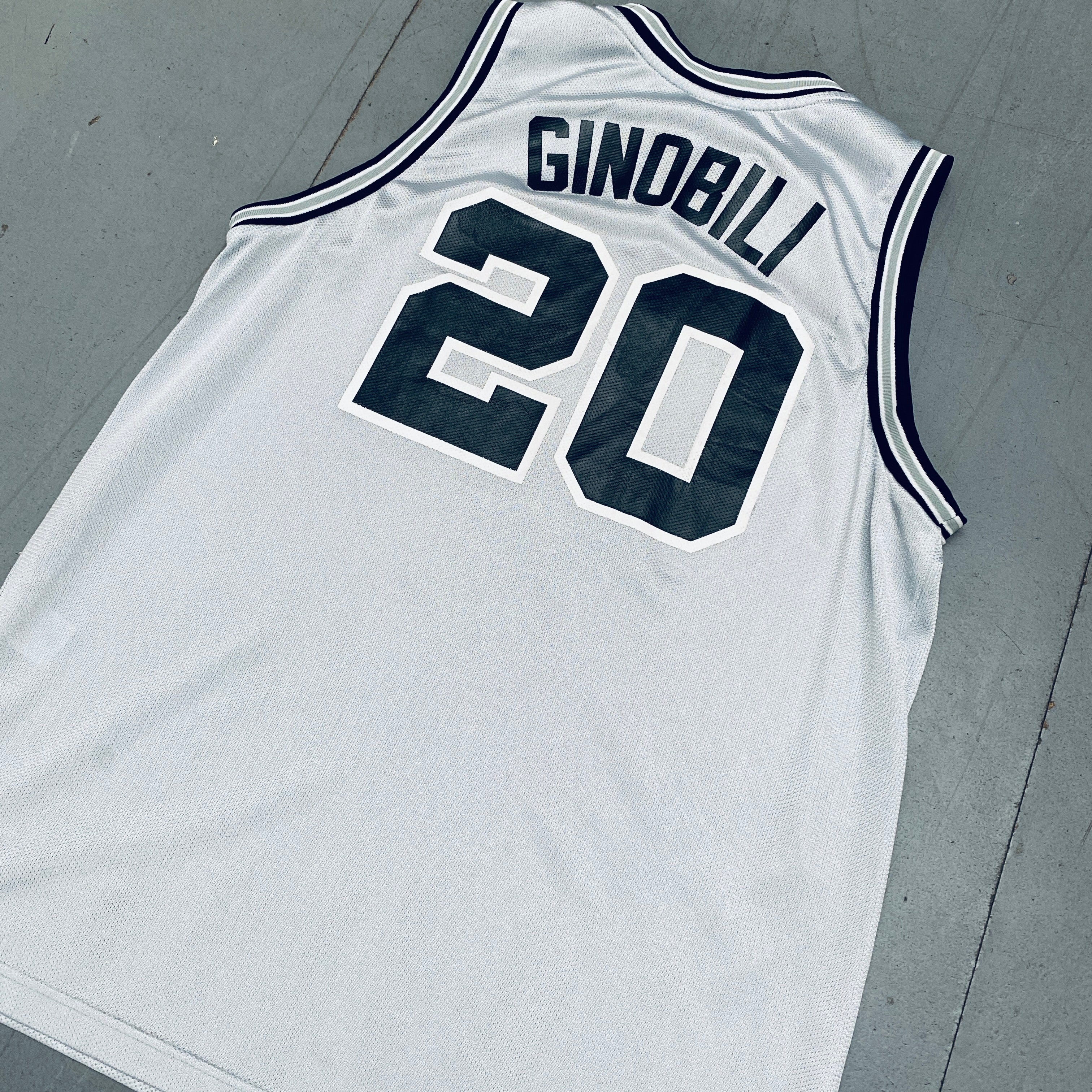 Authentic Reebok Manu Ginobili San Antonio Spurs 2002-03 Rookie Silver Jersey (Size L) - Perfect for NBA Fans, Collectors, and Game Day Outfits
