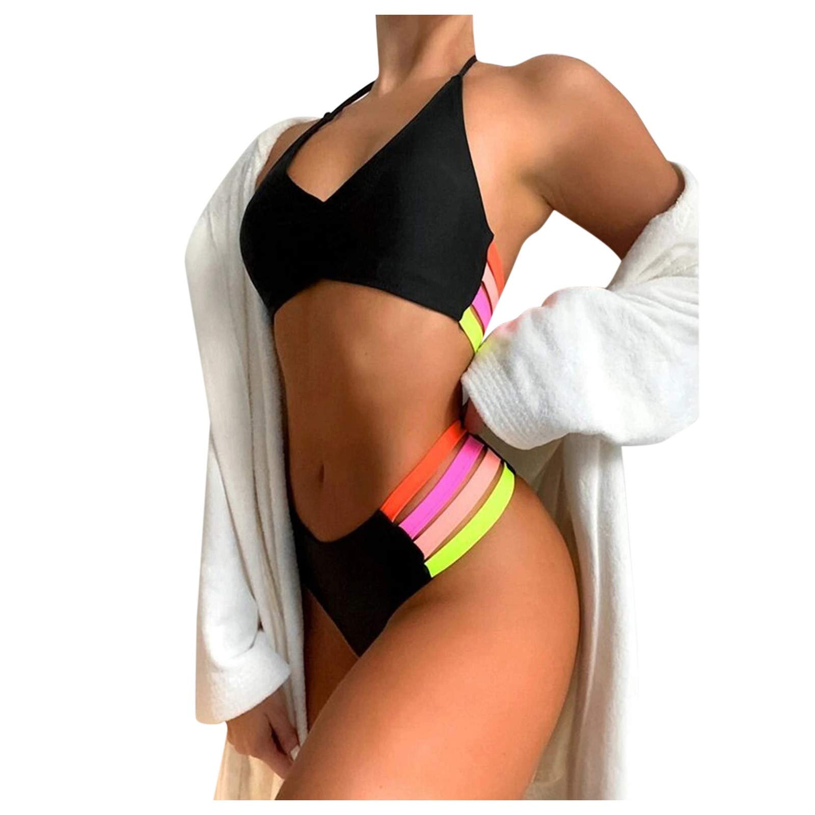**Hollow Fluorescent Bikini Set for Women - Sexy Strap Sleeveless Swimsuit & Tankini - Perfect for Beach, Pool Party & Summer Vacation**