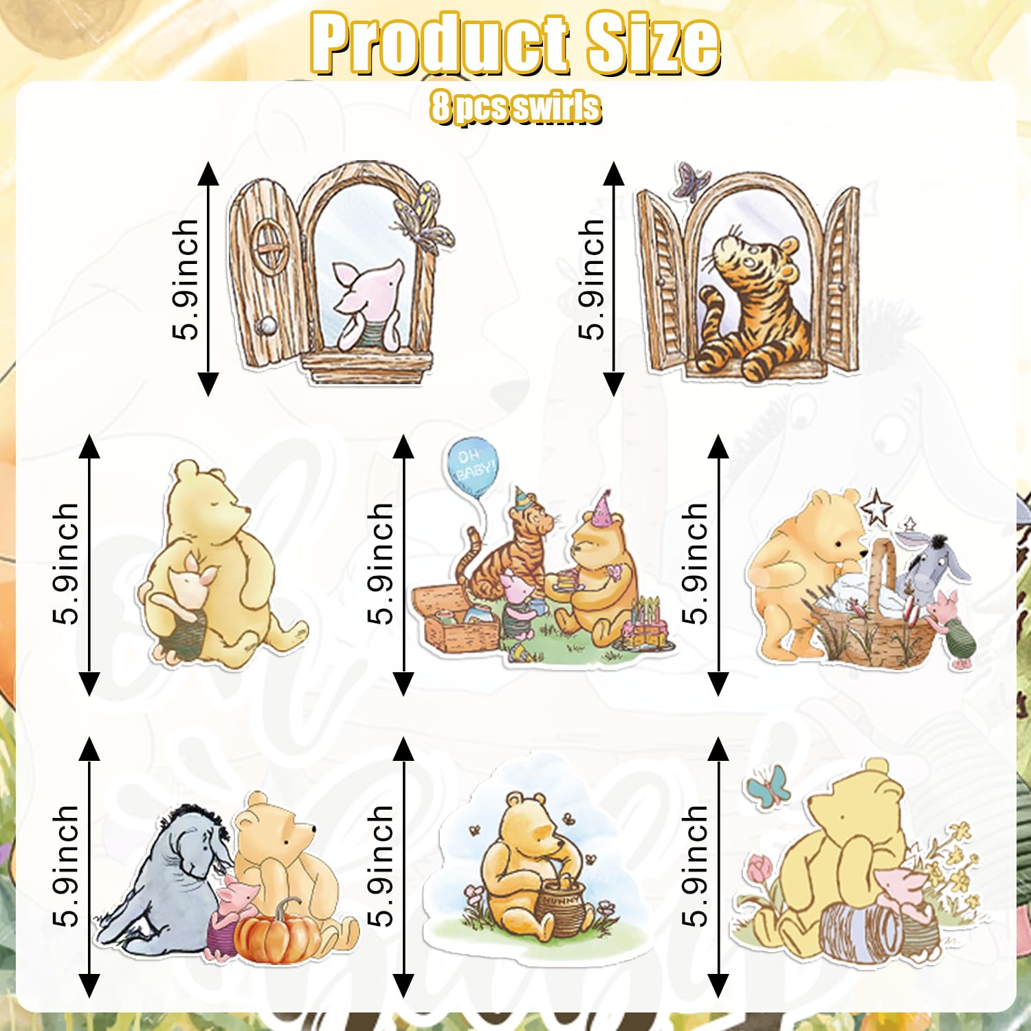 150pcs Classic Pooh Baby Shower Decorations Set - Bear-Themed Plates, Napkins & Banner for Boys & Girls - Perfect for Newborn Celebrations, Baby Showers & Nursery Decor