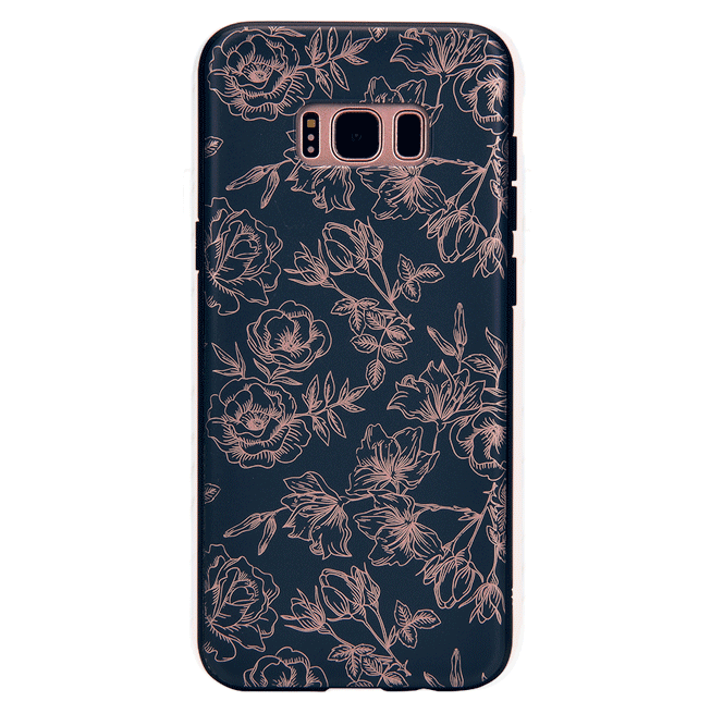 Floral Rose Gold Chrome Samsung Galaxy Phone Case - Elegant Protective Cover for Galaxy S21/S22/S23 - Perfect for Everyday Use & Special Occasions